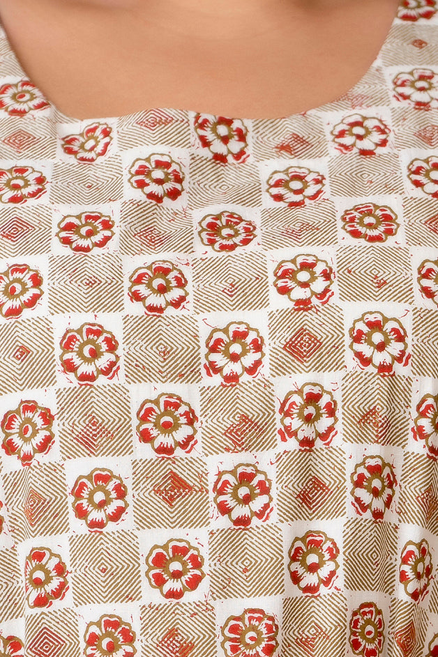 Yellow Block Print Pure Cotton Top