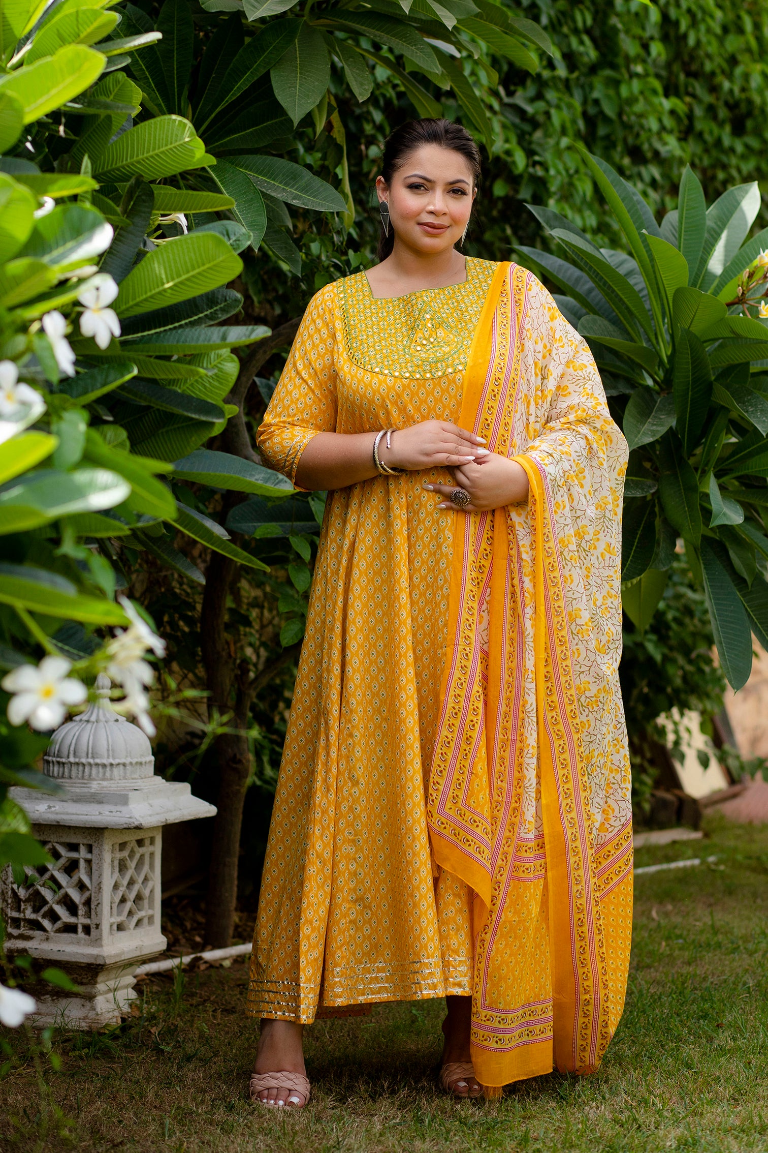 Yellow on sale anarkali kurta