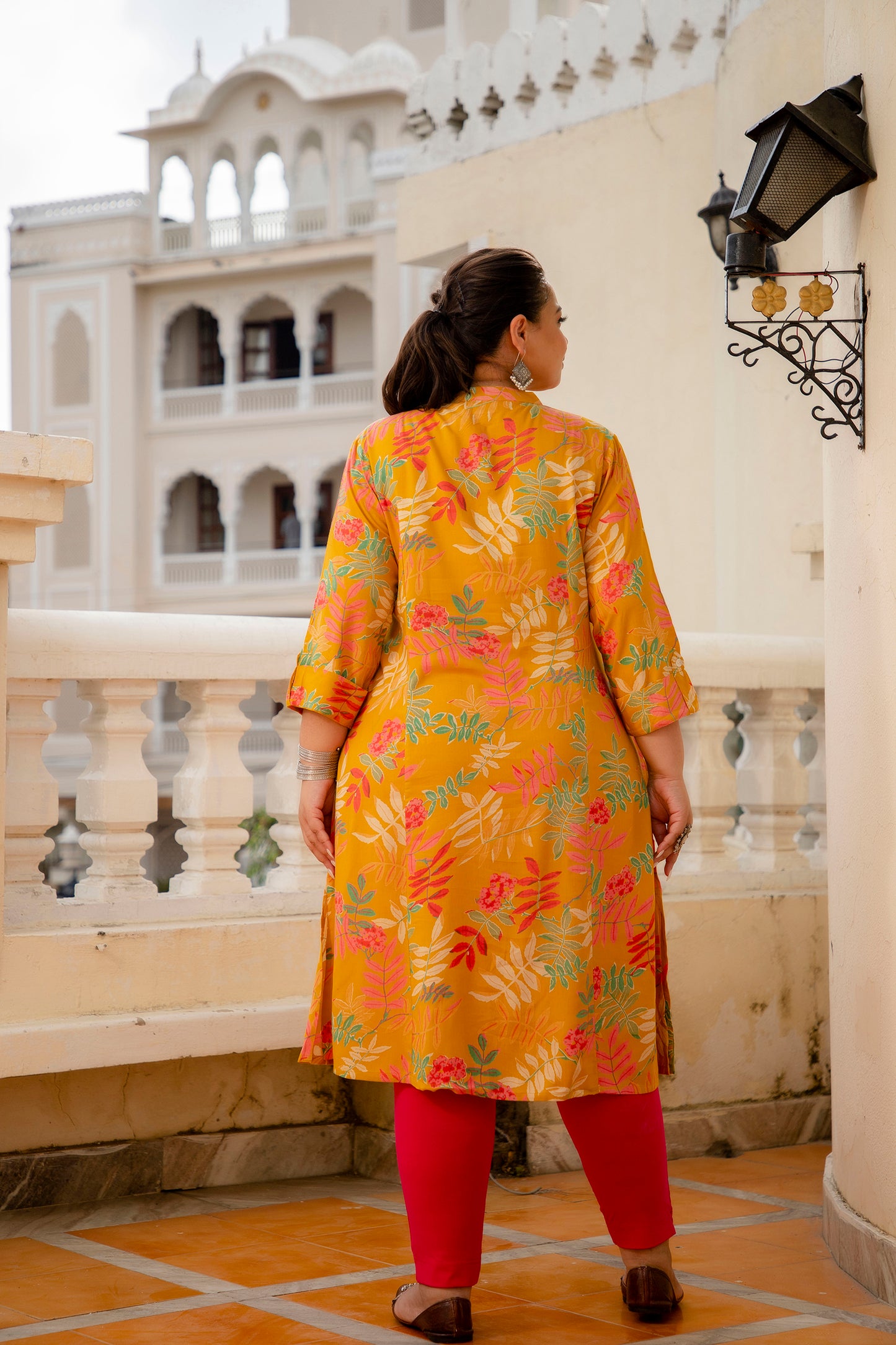 Mustard Front Slit Princess Cut 'A' Line Kurta