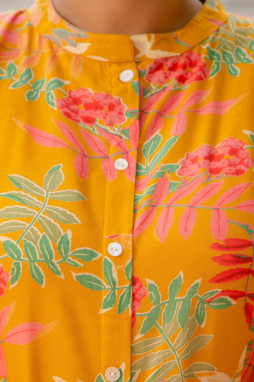Mustard Front Slit Princess Cut 'A' Line Kurta