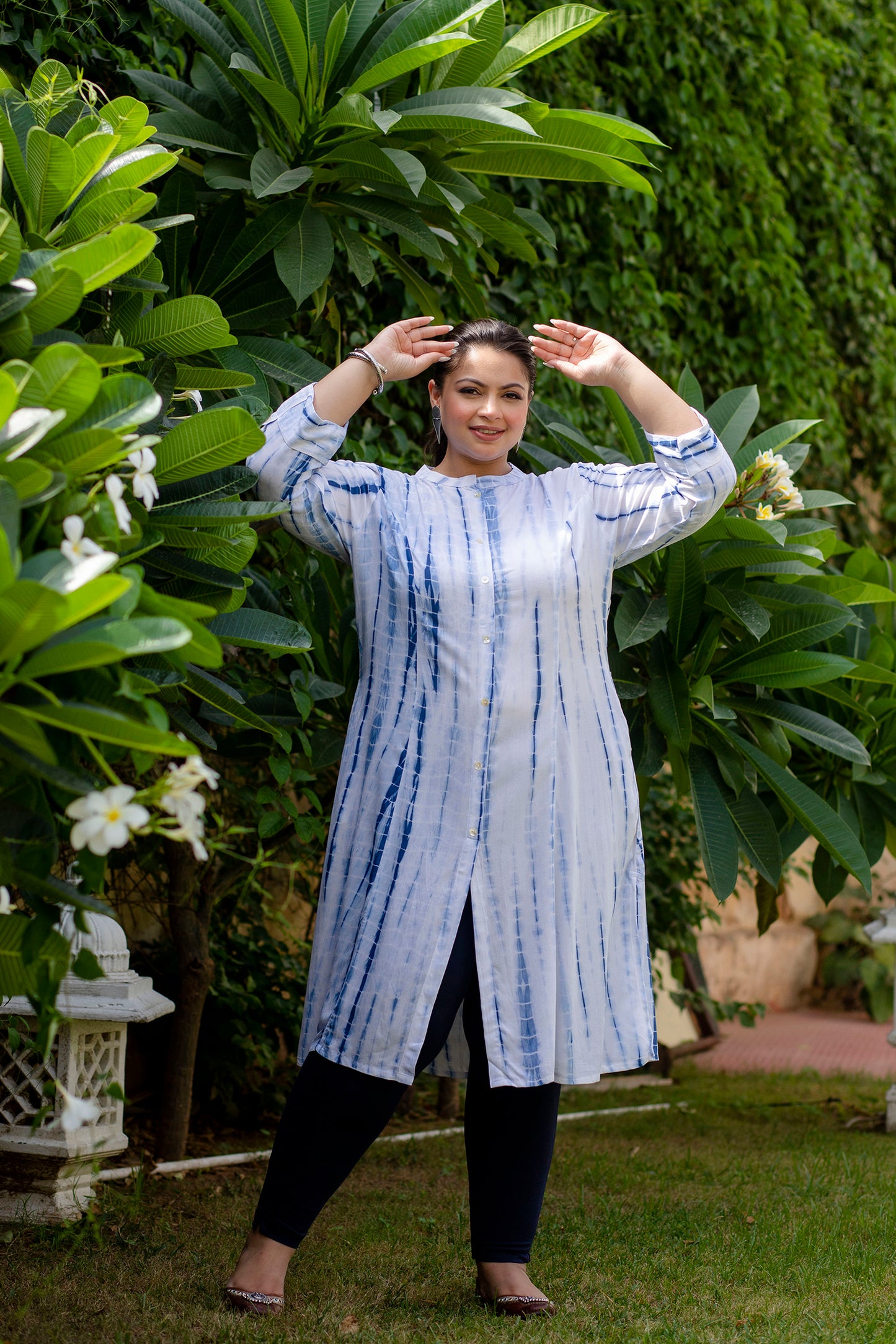 White Front Slit Princess Cut 'A' Line Kurta