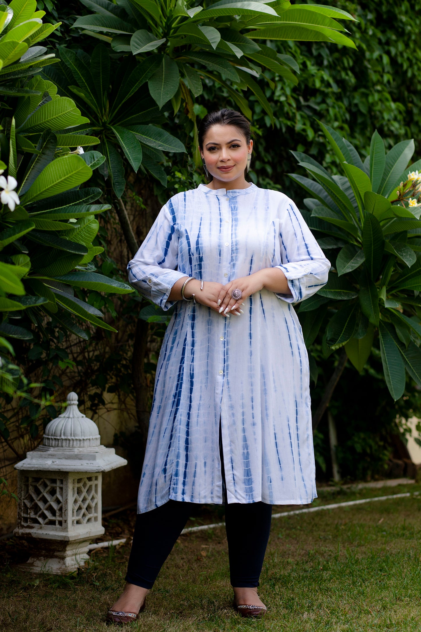 White Front Slit Princess Cut 'A' Line Kurta