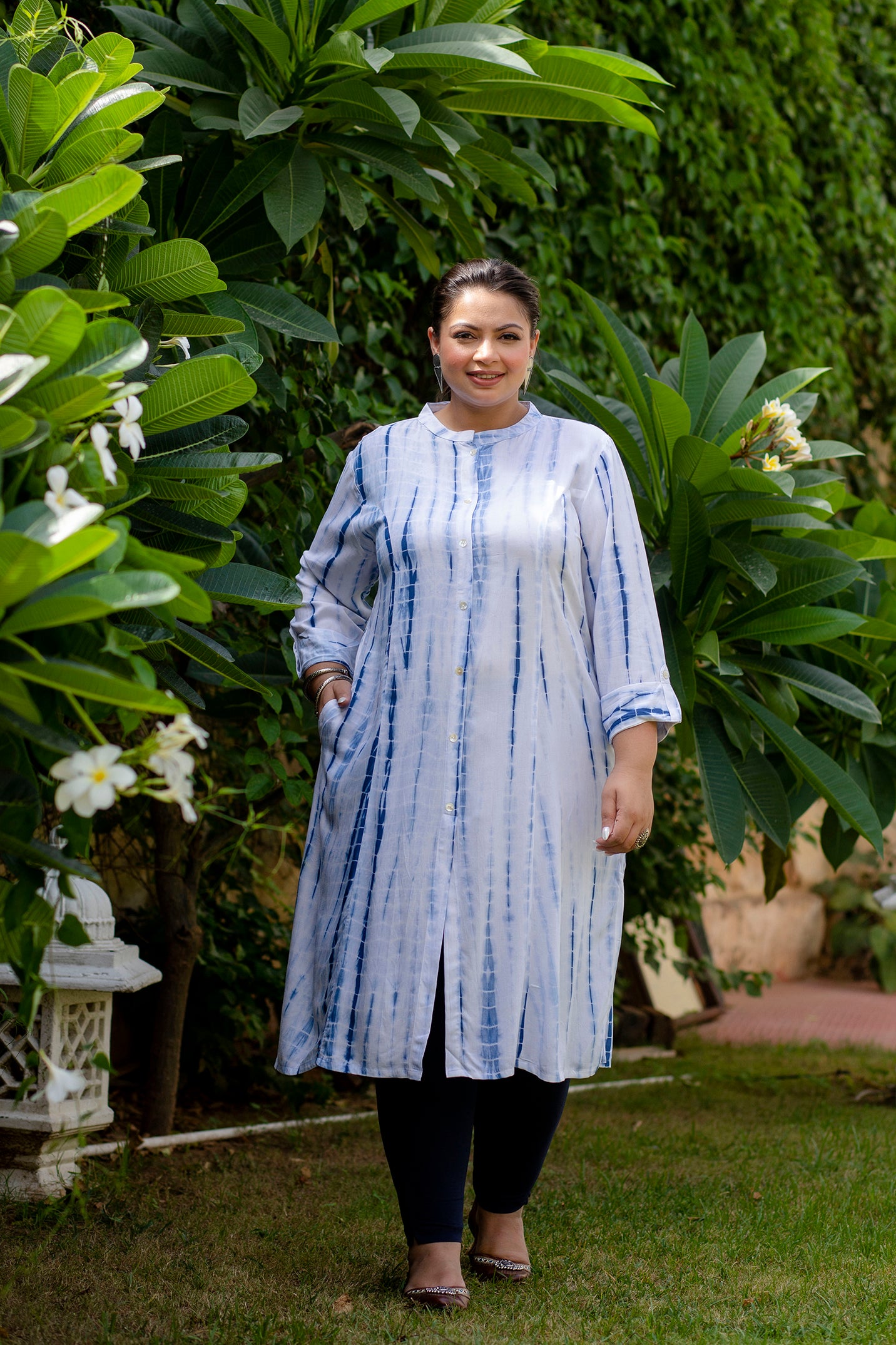 White Front Slit Princess Cut 'A' Line Kurta