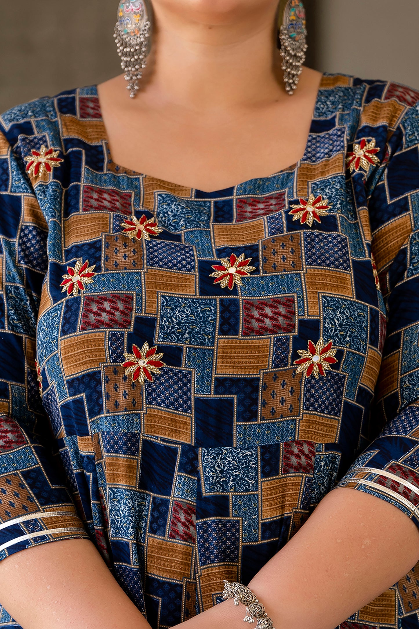 Blue Traditional Anarkali Kurti with Handwork