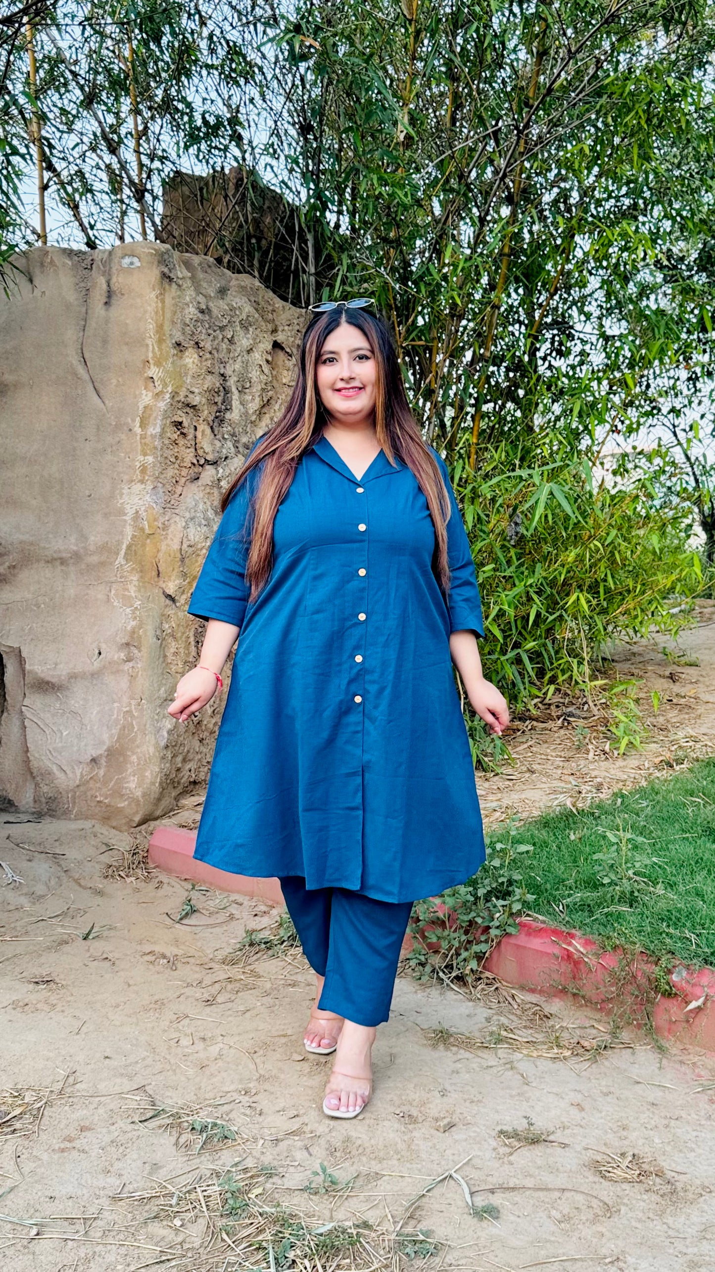 Teal Blue Collared Co-Ord Set