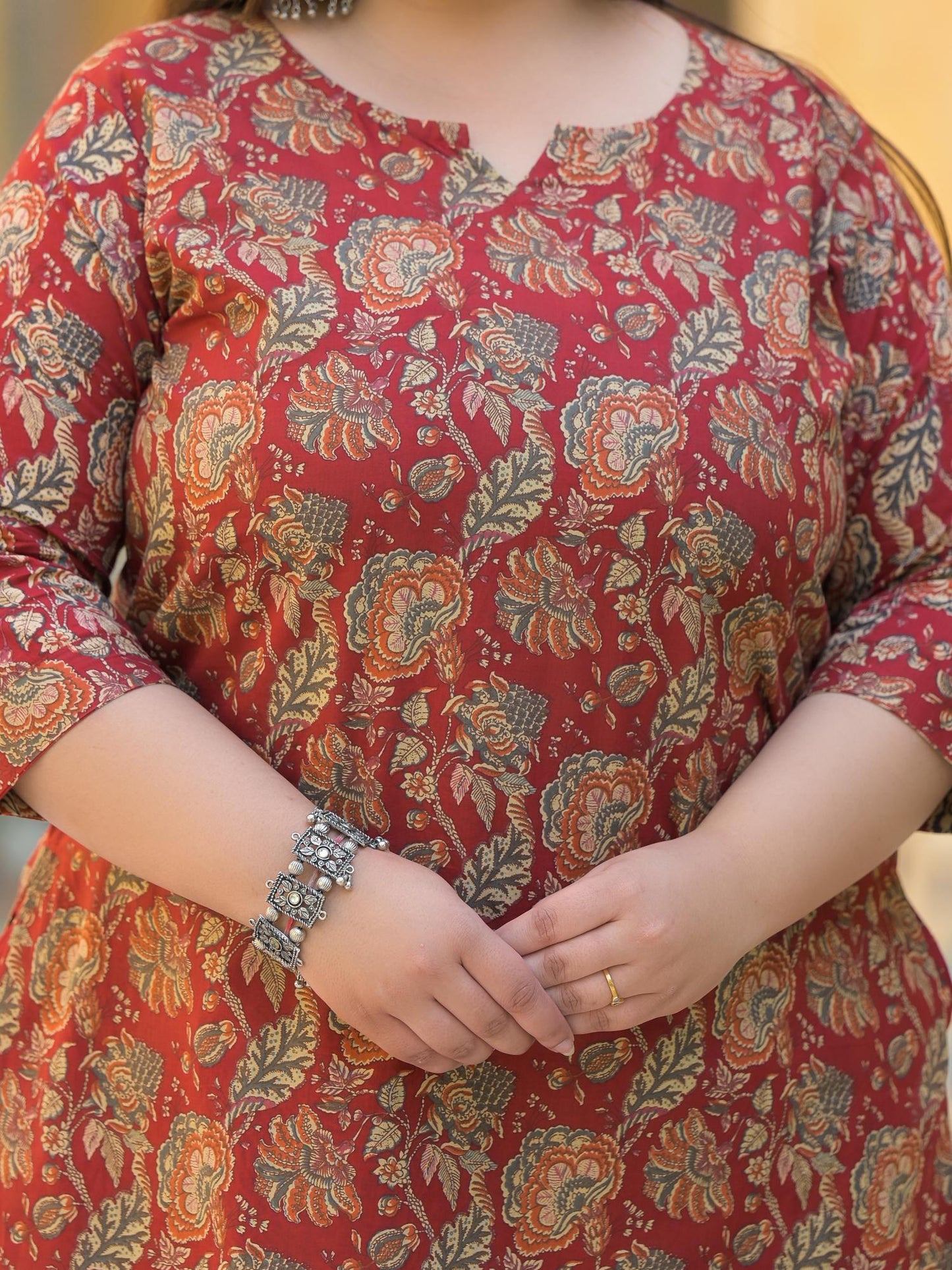 Maroon Floral Print Pure Cotton Co-Ord Set