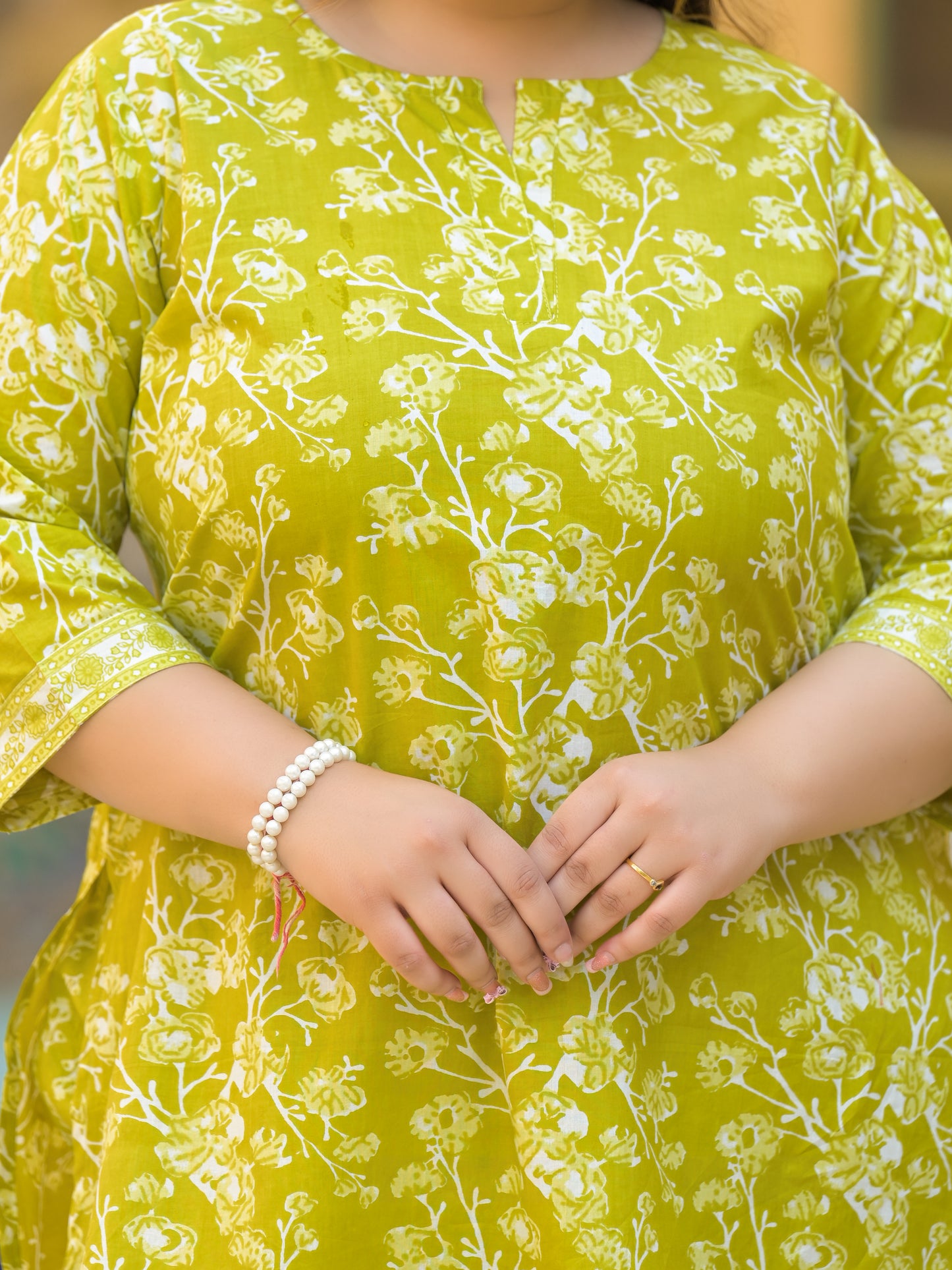 Light Green Floral Print Pure Cotton Co-Ord Set