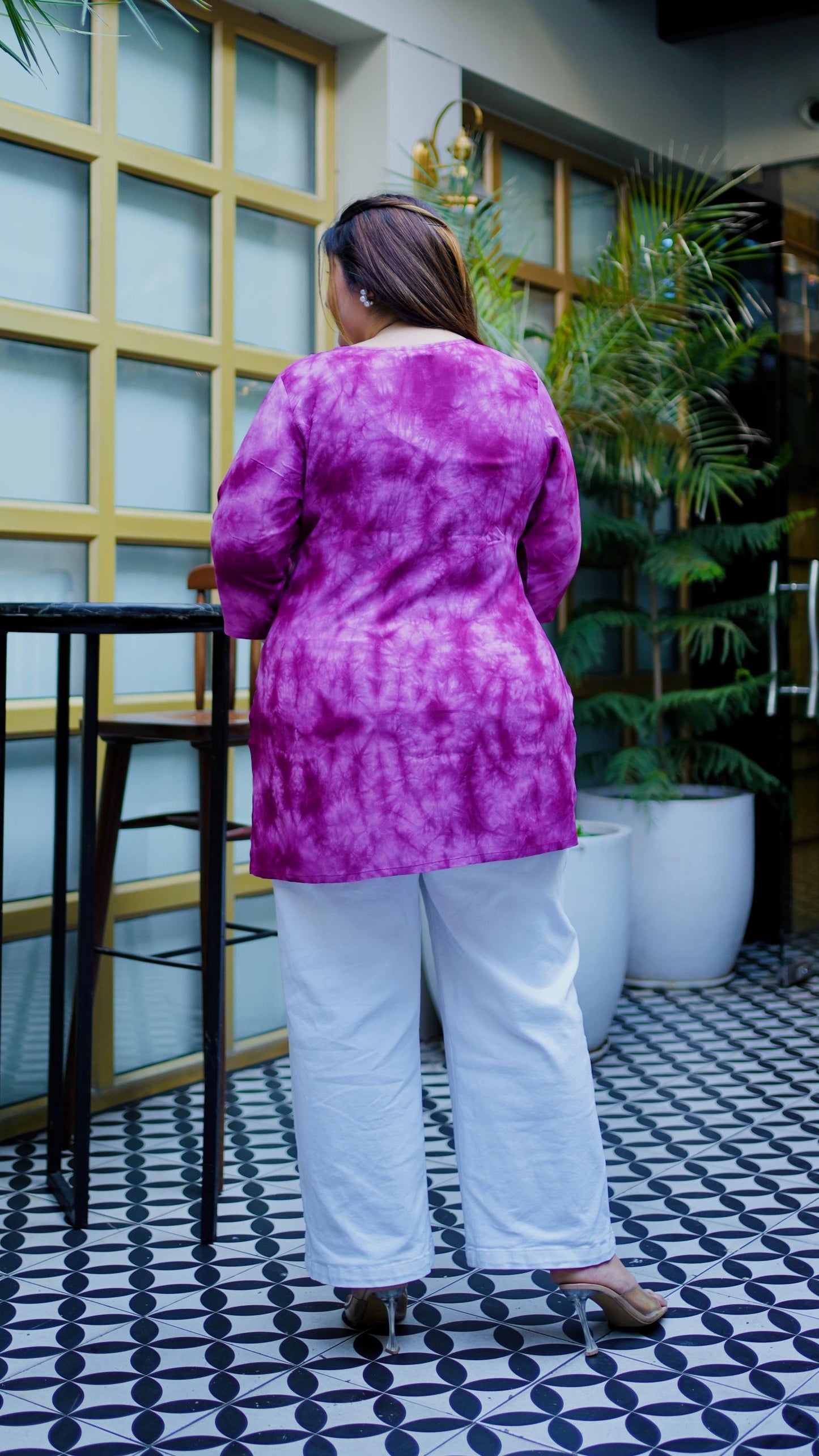 Magenta Embroidered Regular Top