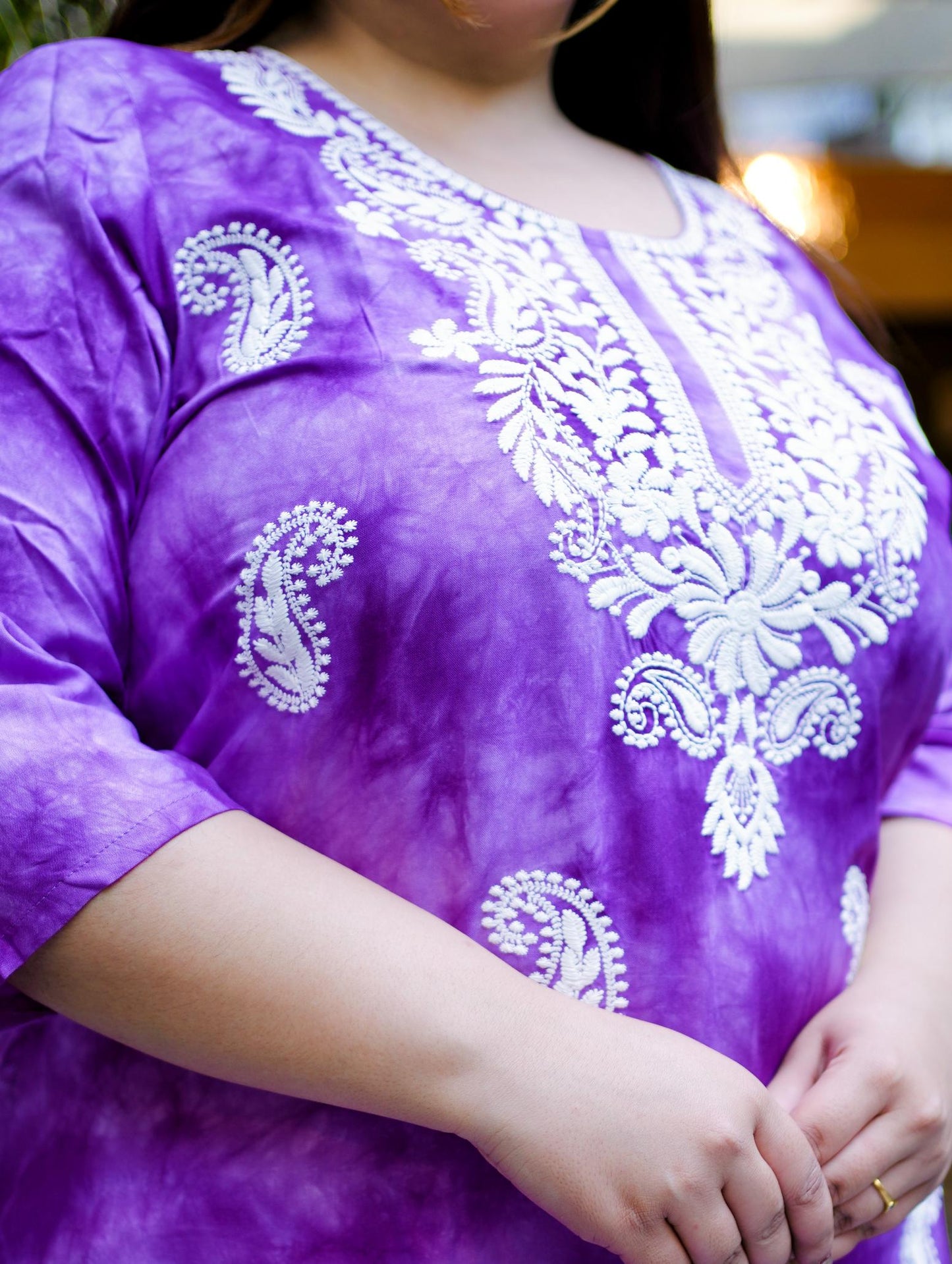 Purple Embroidered Regular Top