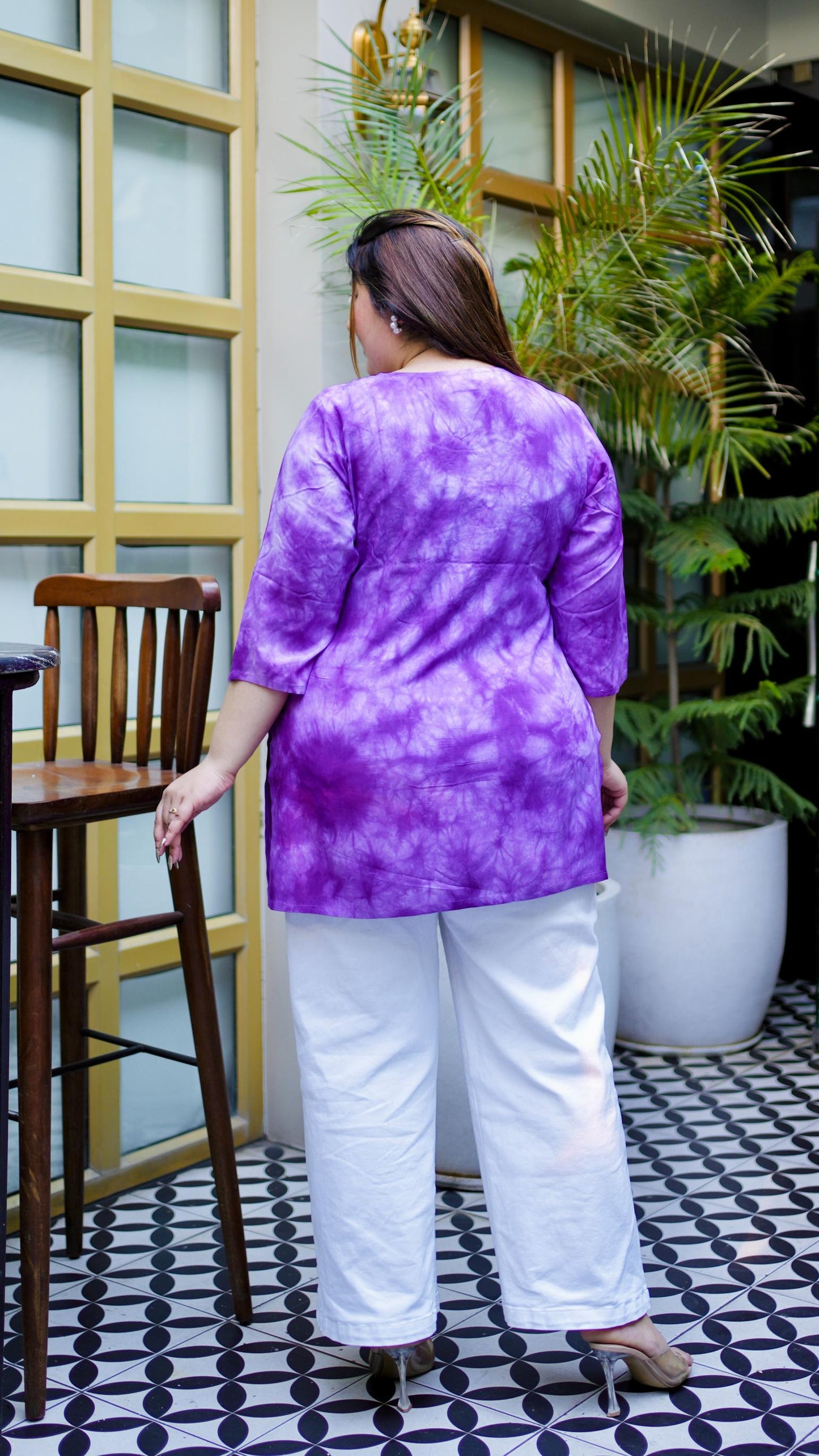 Purple Embroidered Regular Top