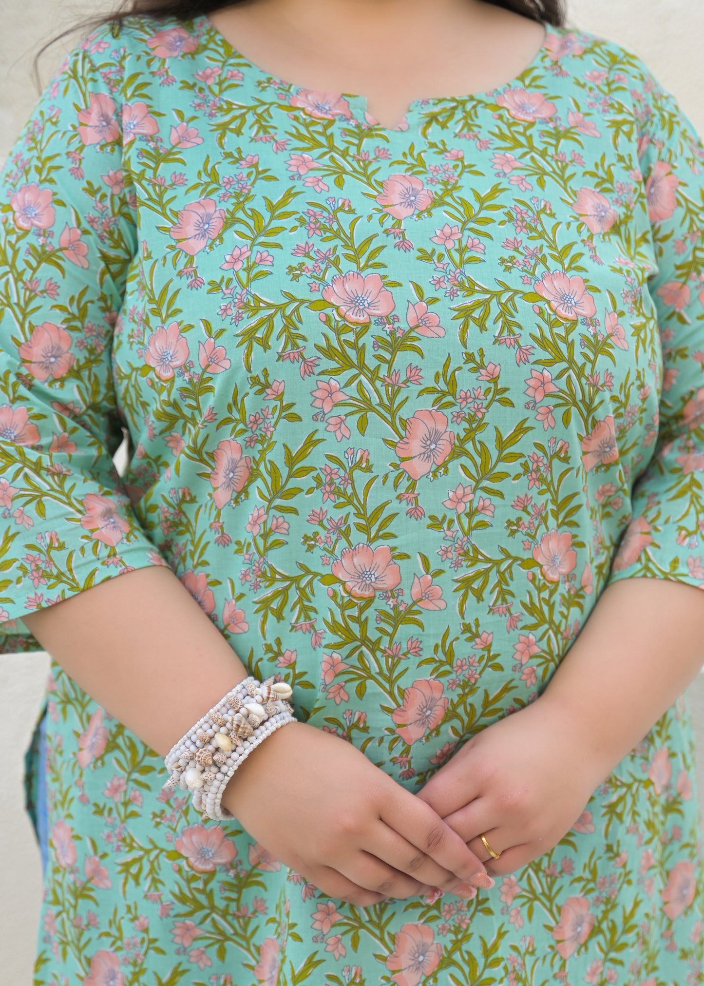 Green Printed Pure Cotton Top
