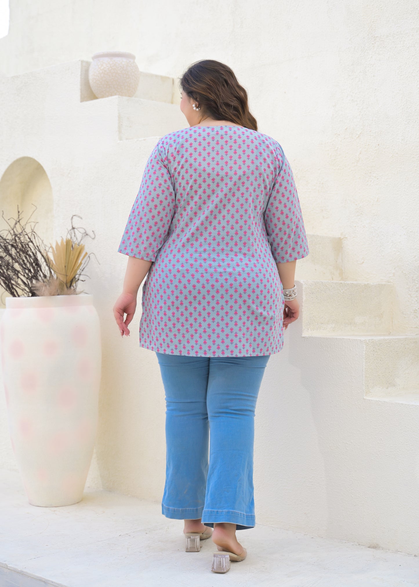 Grey Printed Pure Cotton Top