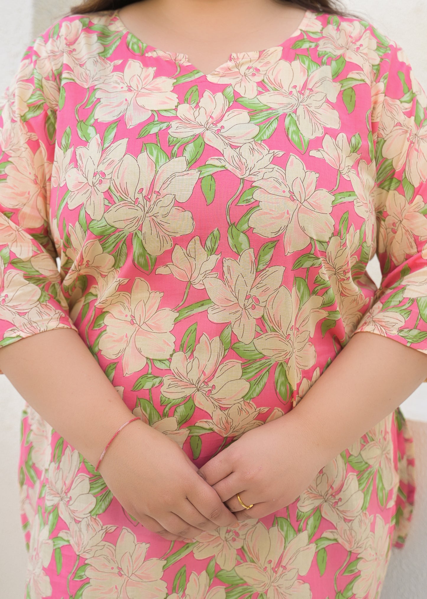 Pink Printed Pure Cotton Top