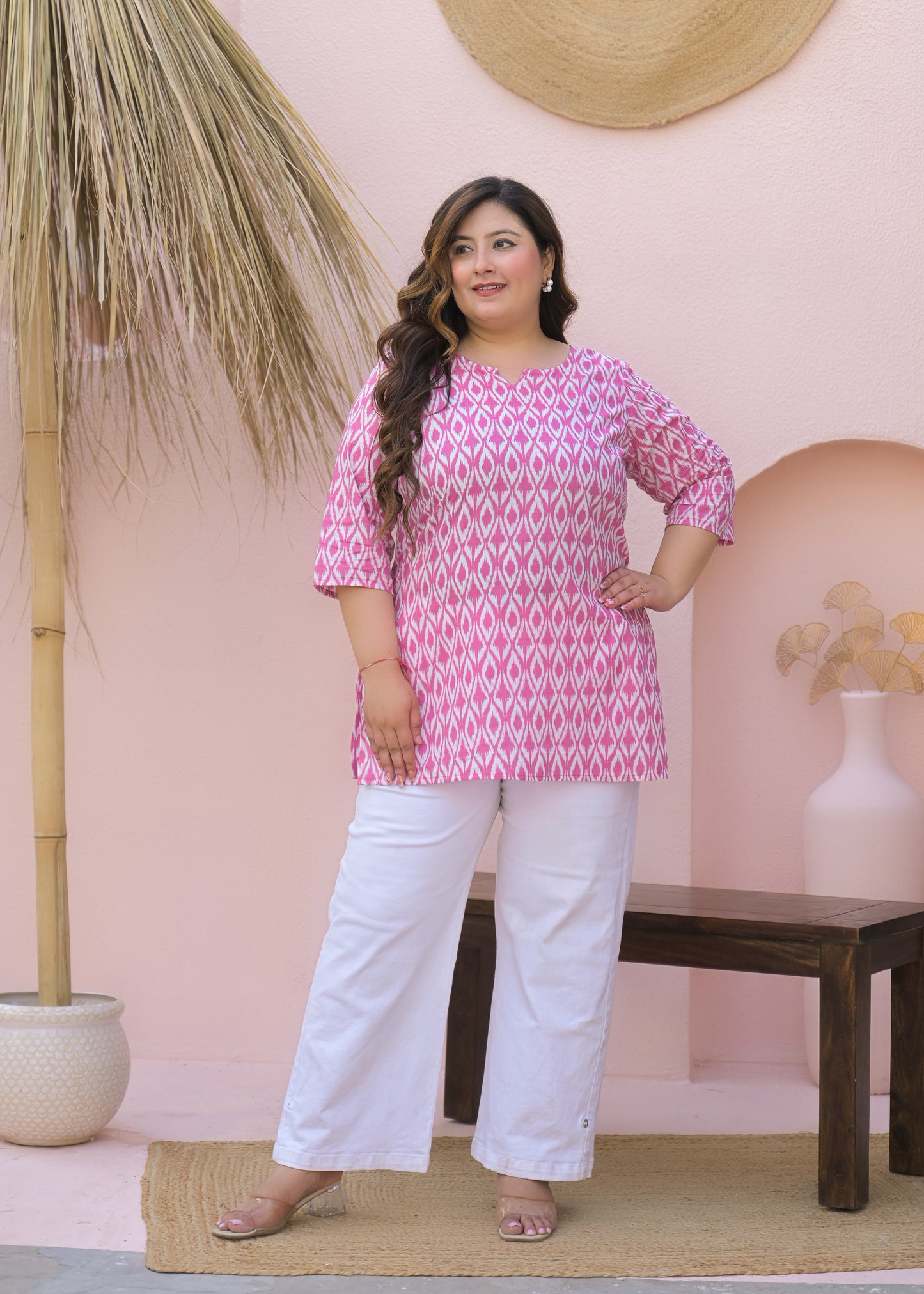 Pink Printed Pure Cotton Top
