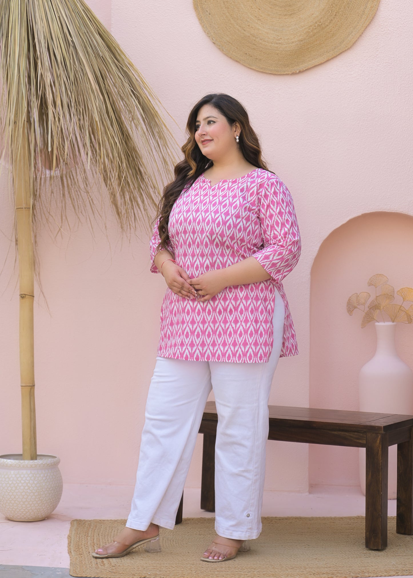 Pink Printed Pure Cotton Top