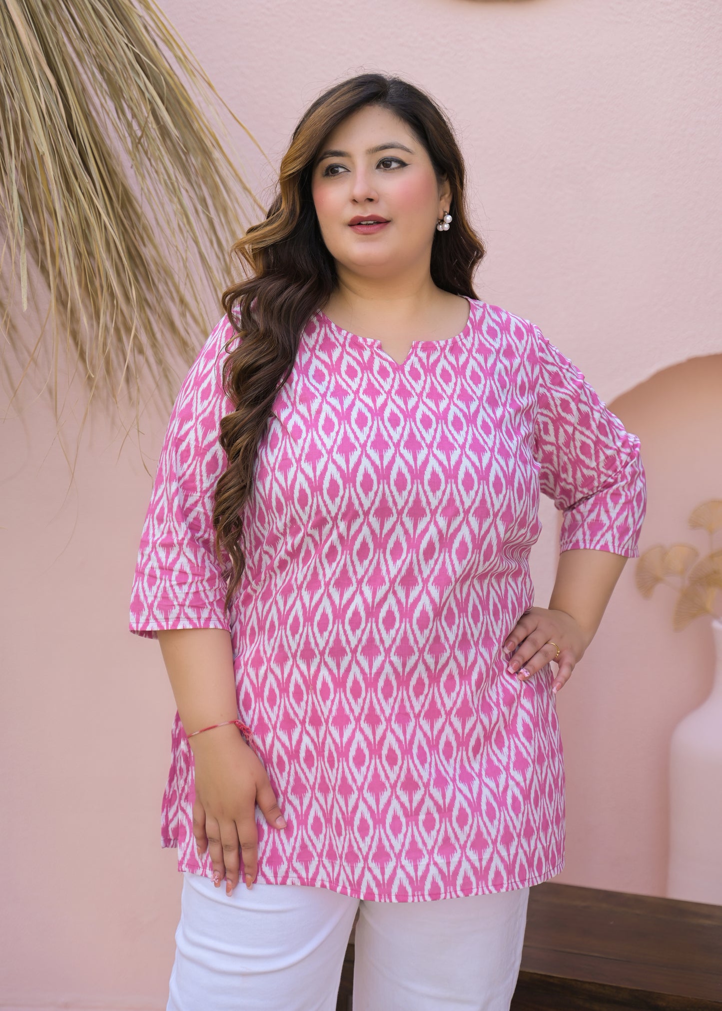 Pink Printed Pure Cotton Top