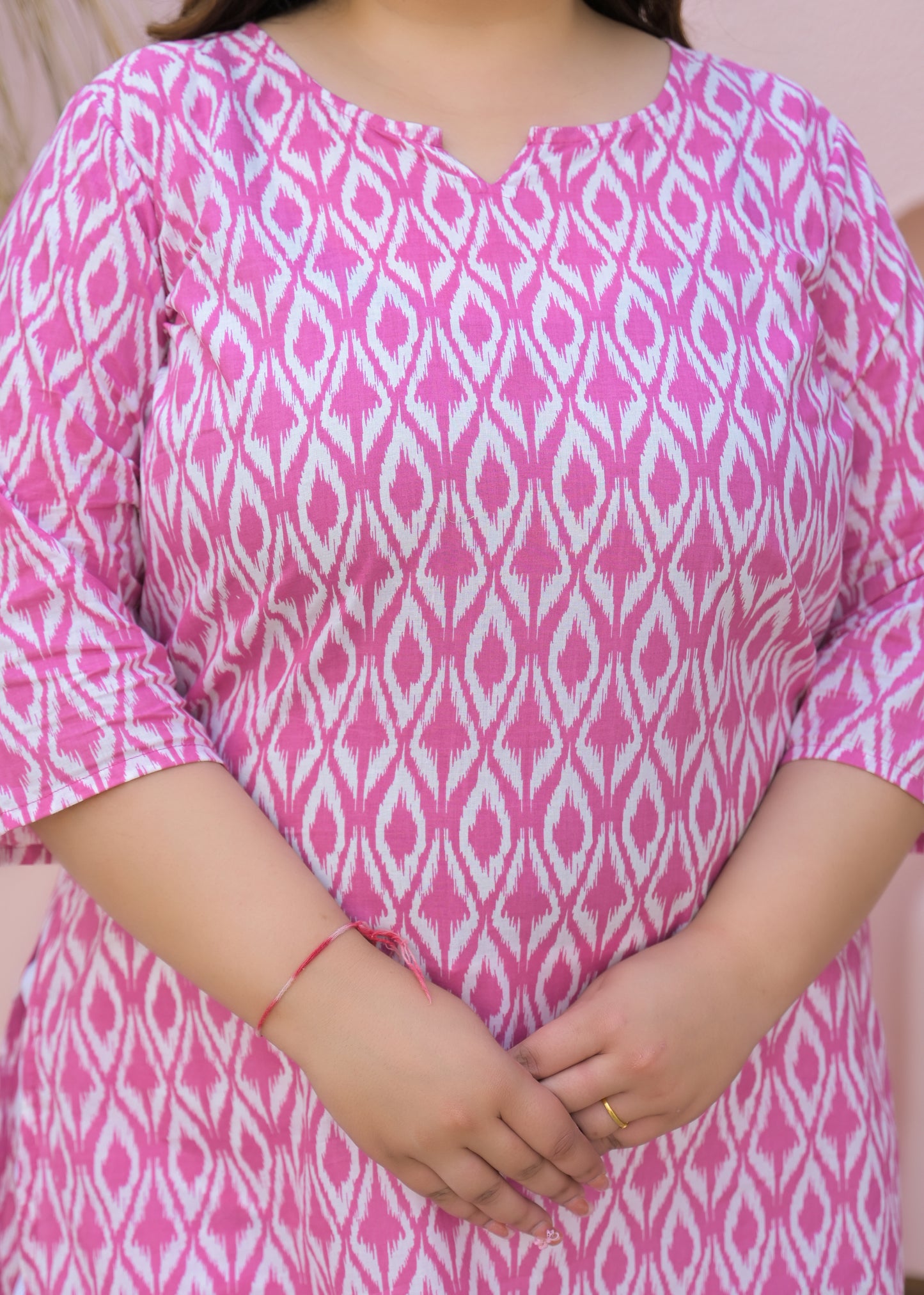 Pink Printed Pure Cotton Top