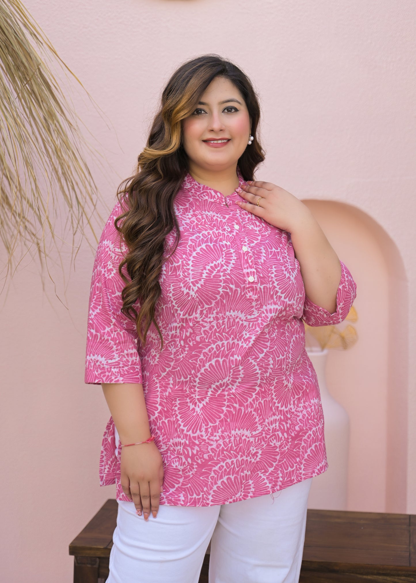 Pink Printed Pure Cotton Top