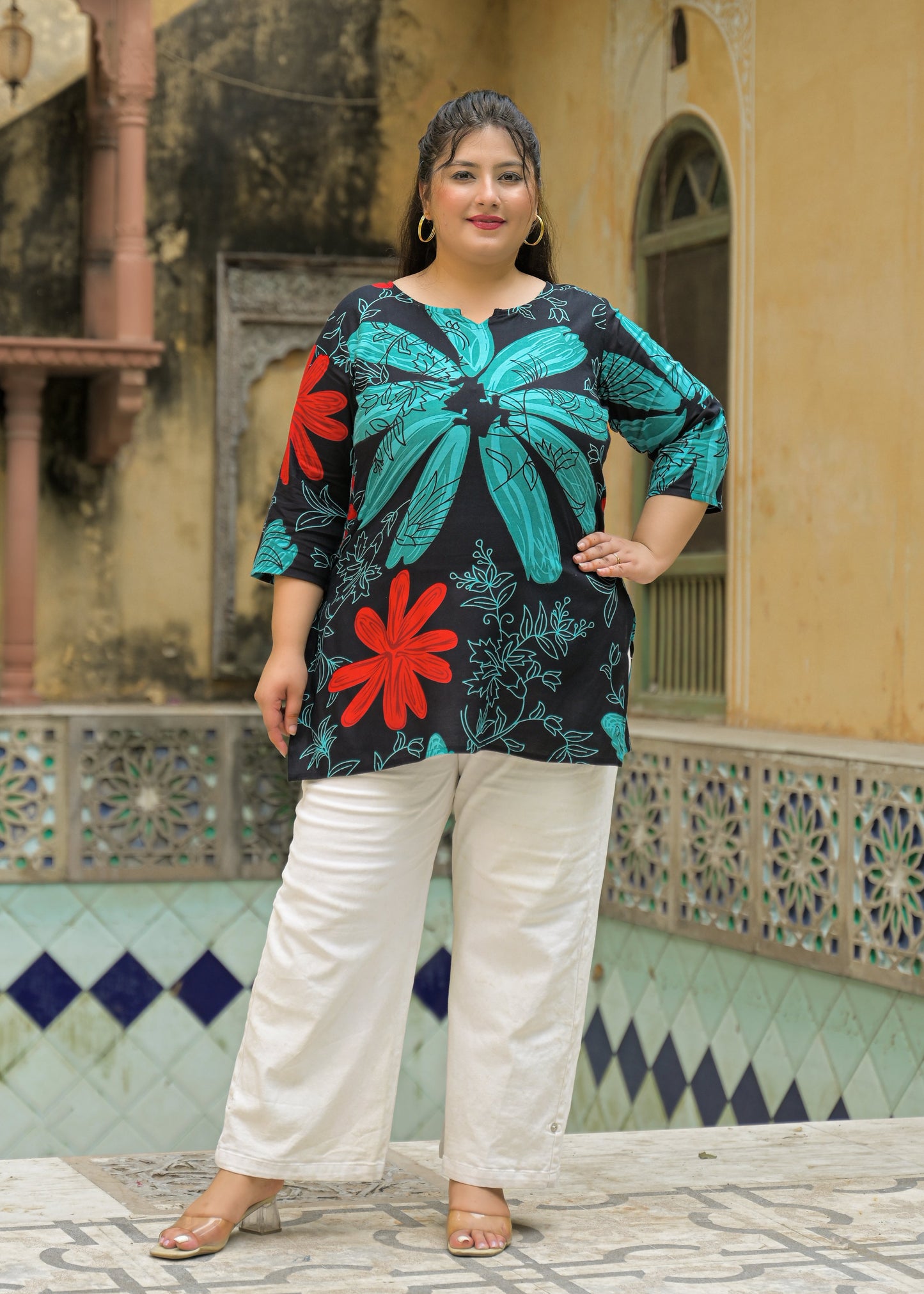 Green Printed Top/Tunic