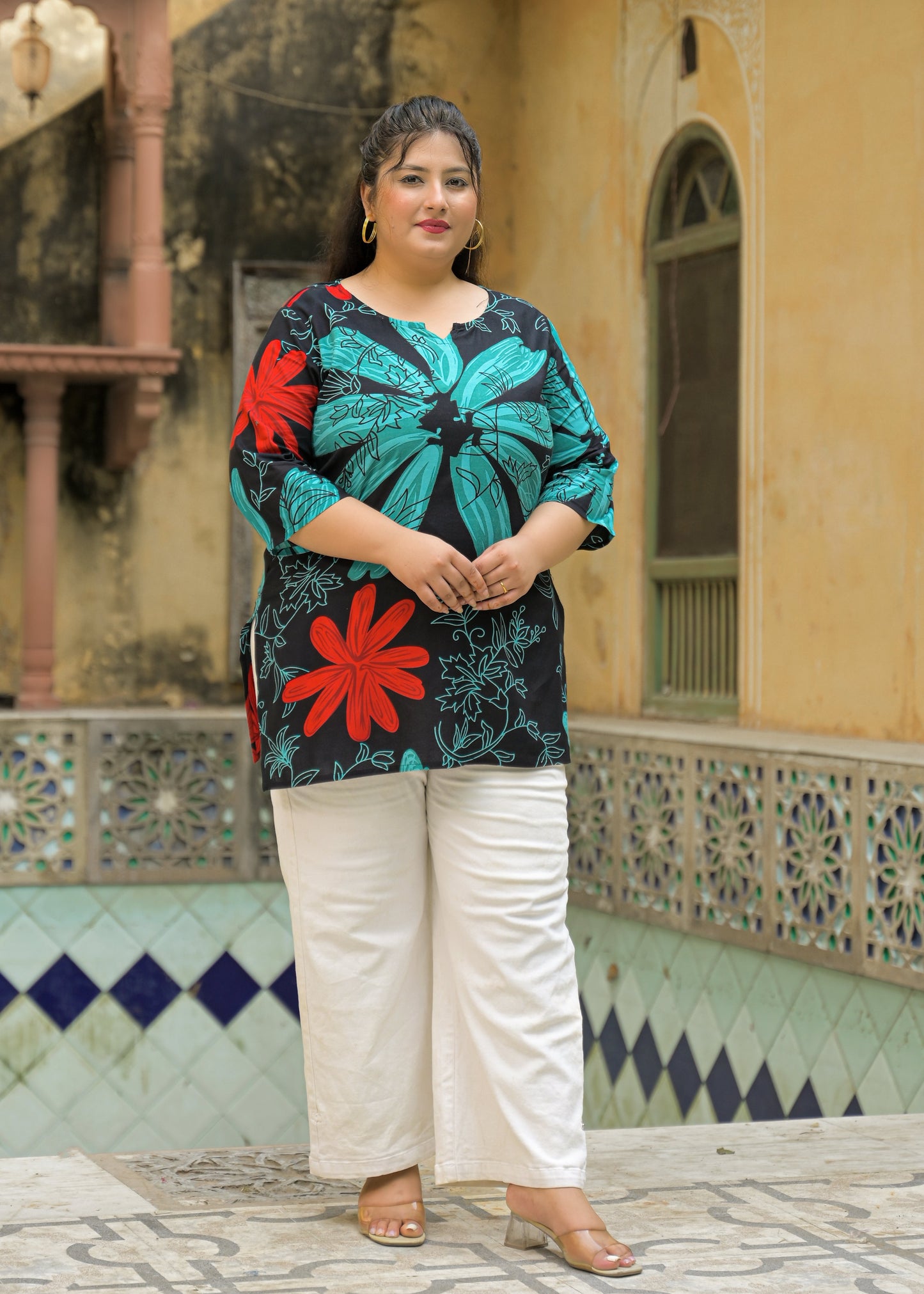 Green Printed Top/Tunic