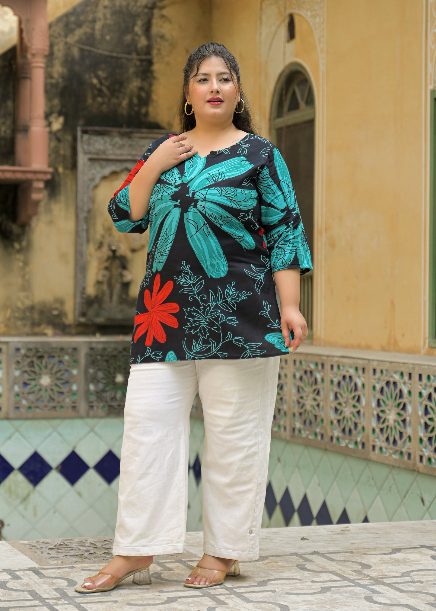 Green Printed Top/Tunic
