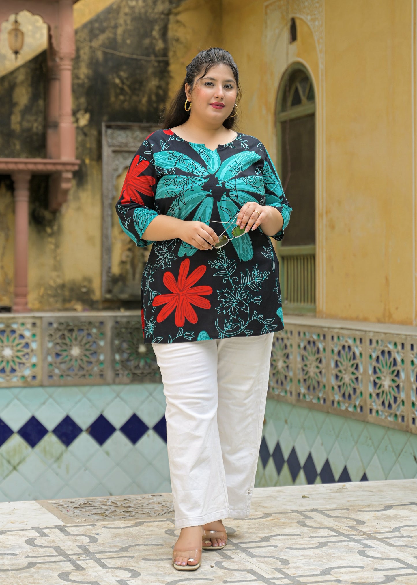 Green Printed Top/Tunic