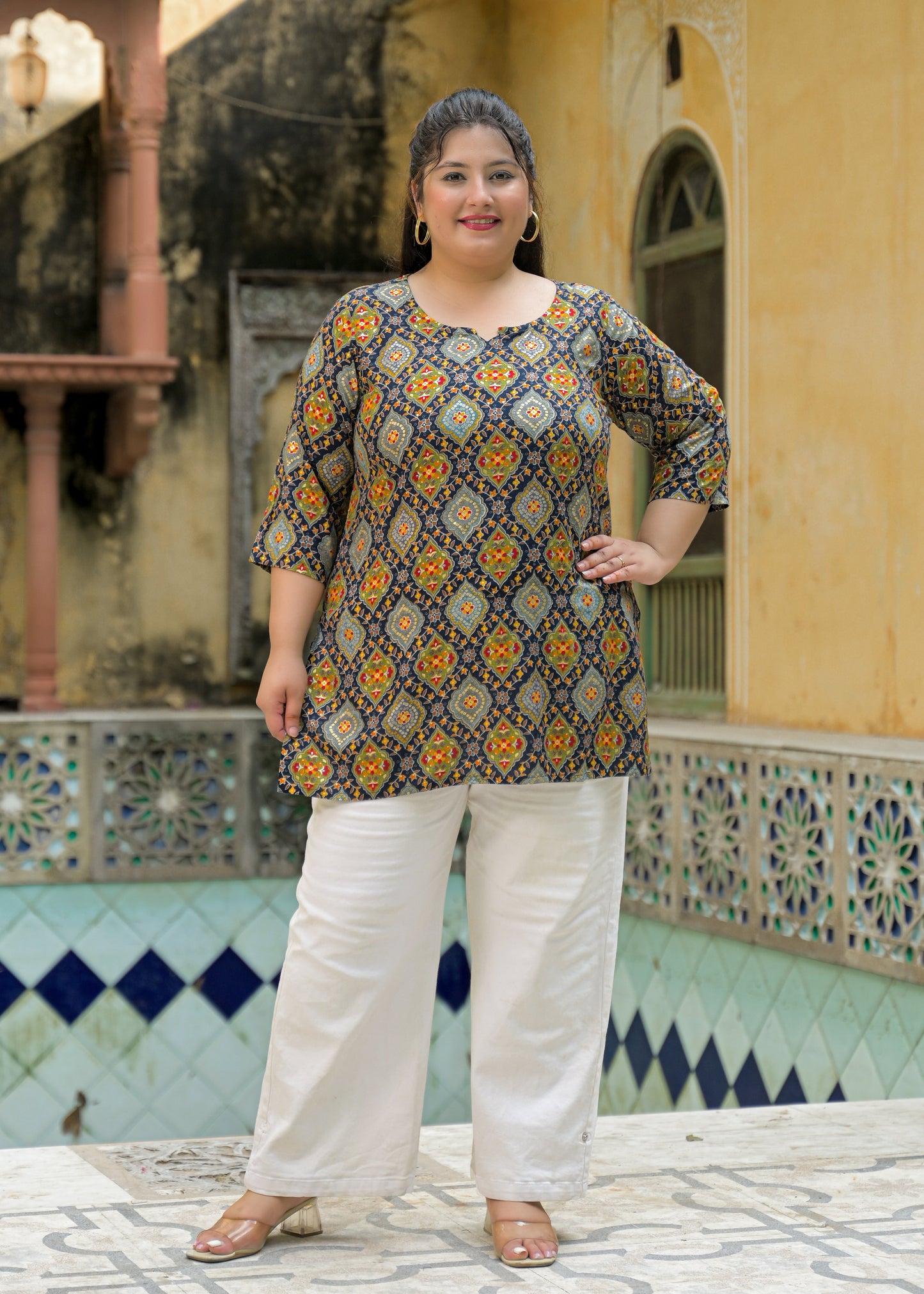 Blue Printed Top/Tunic