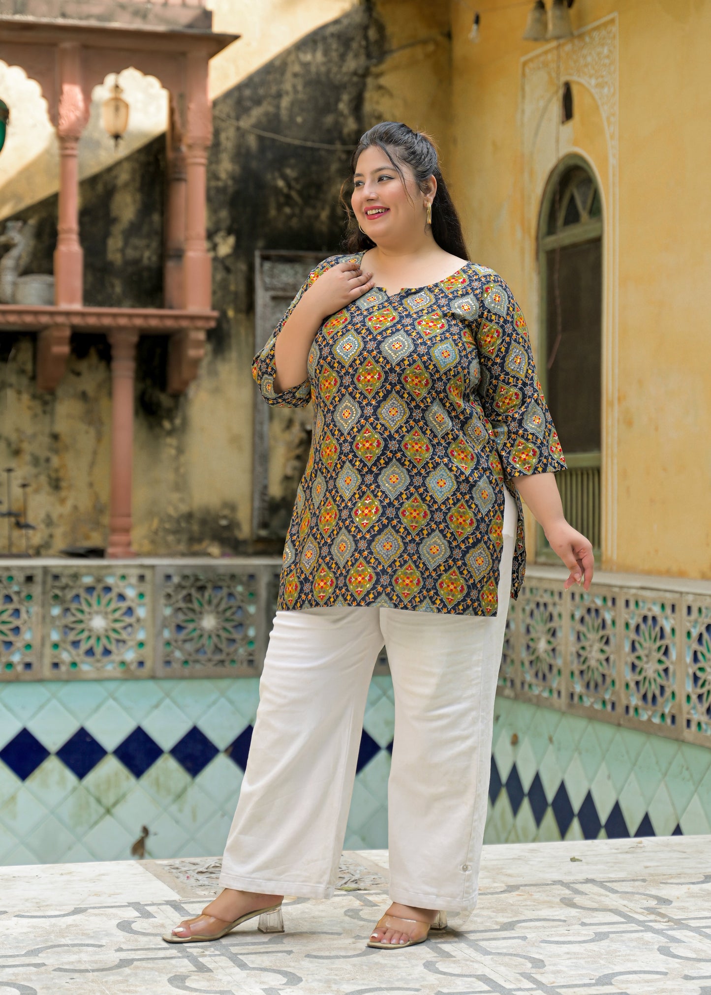 Blue Printed Top/Tunic