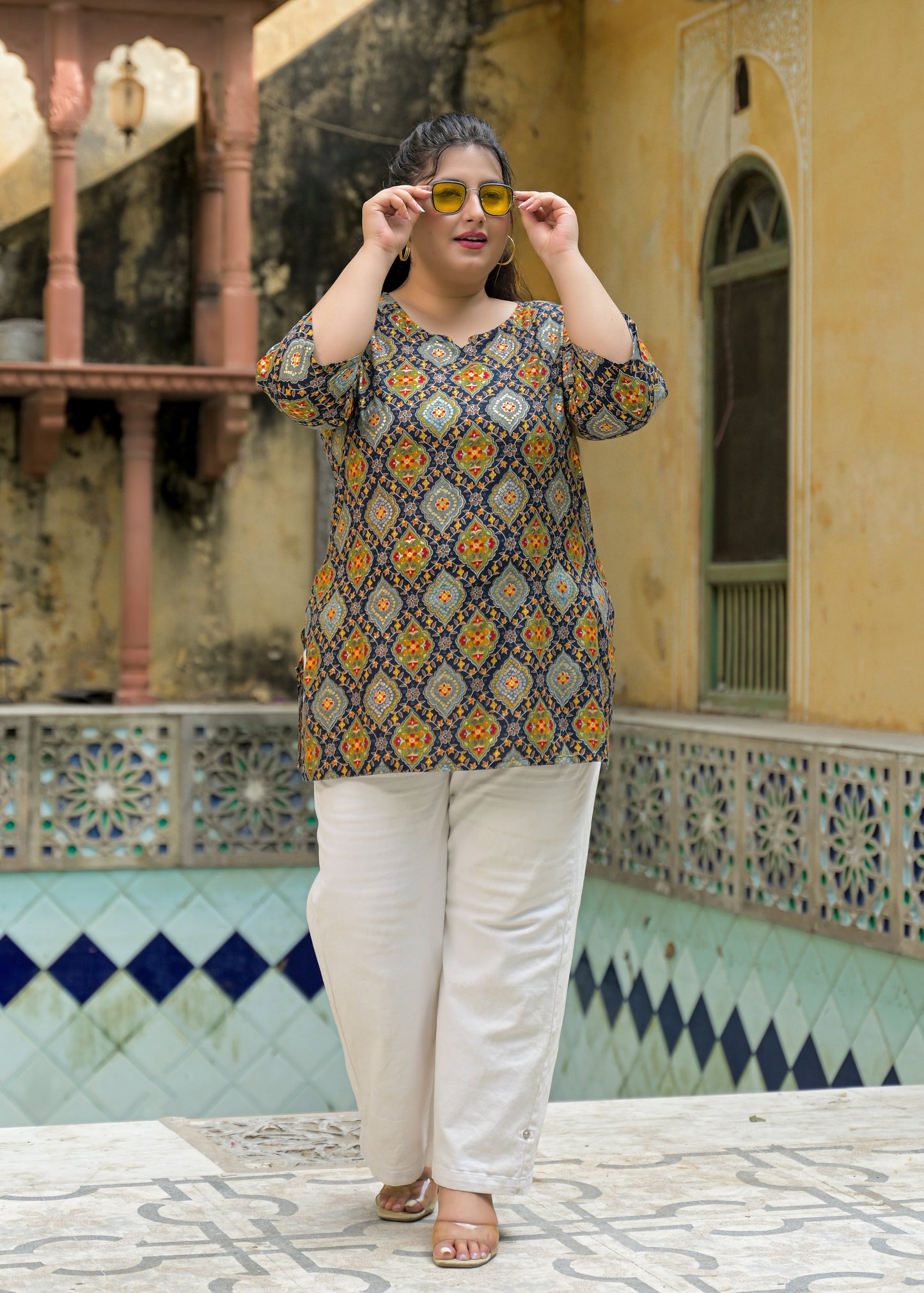 Blue Printed Top/Tunic