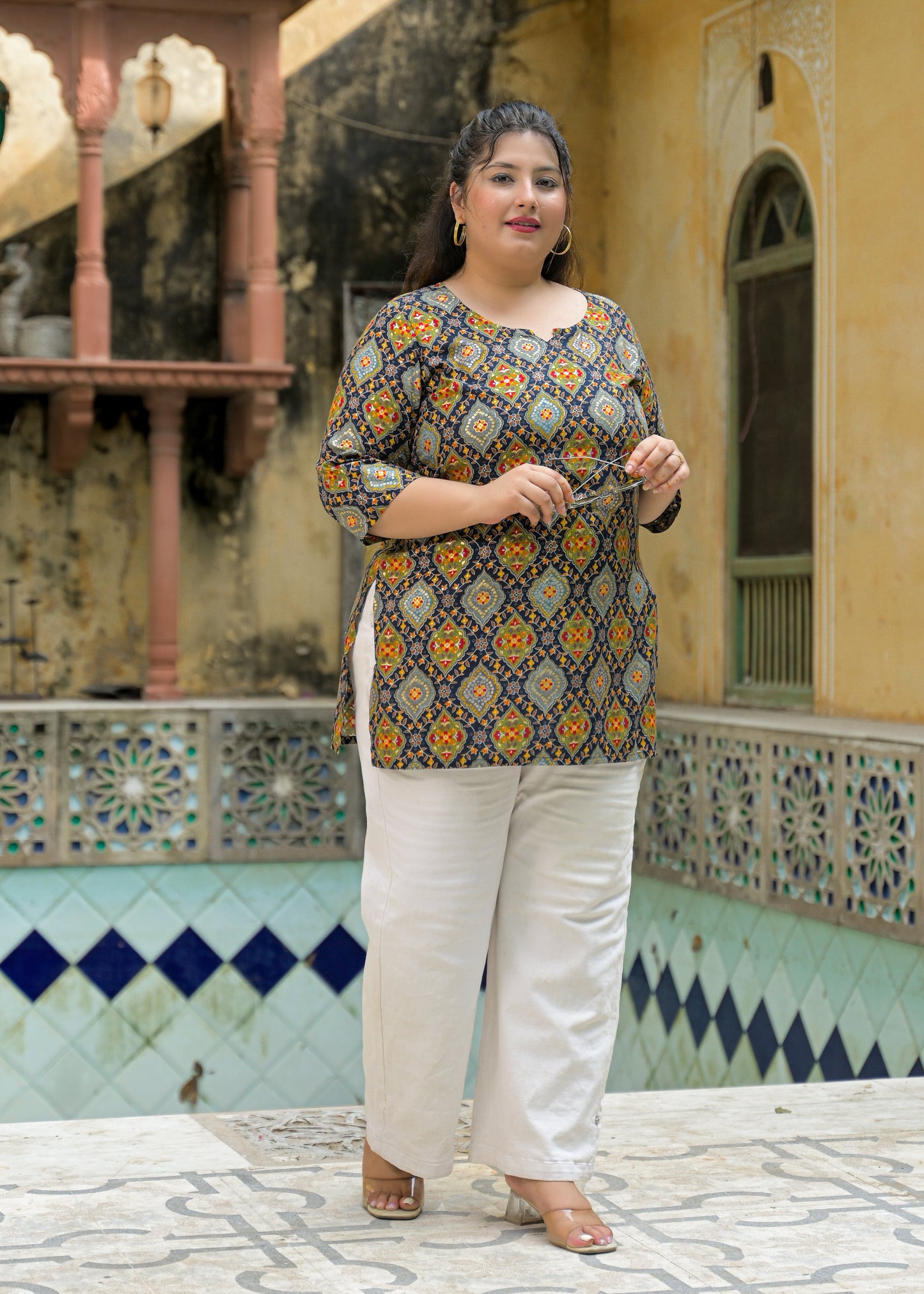 Blue Printed Top/Tunic