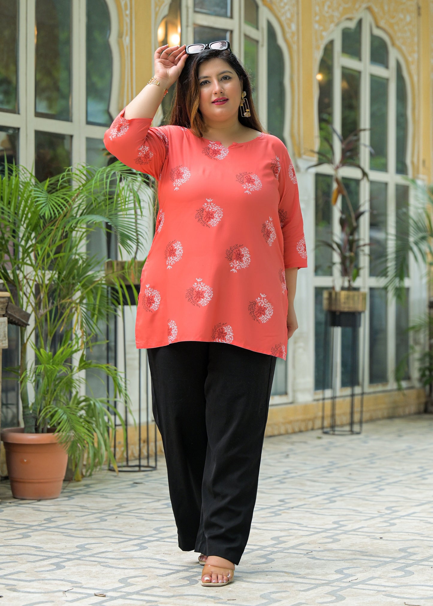 Peach Printed Top/Tunic