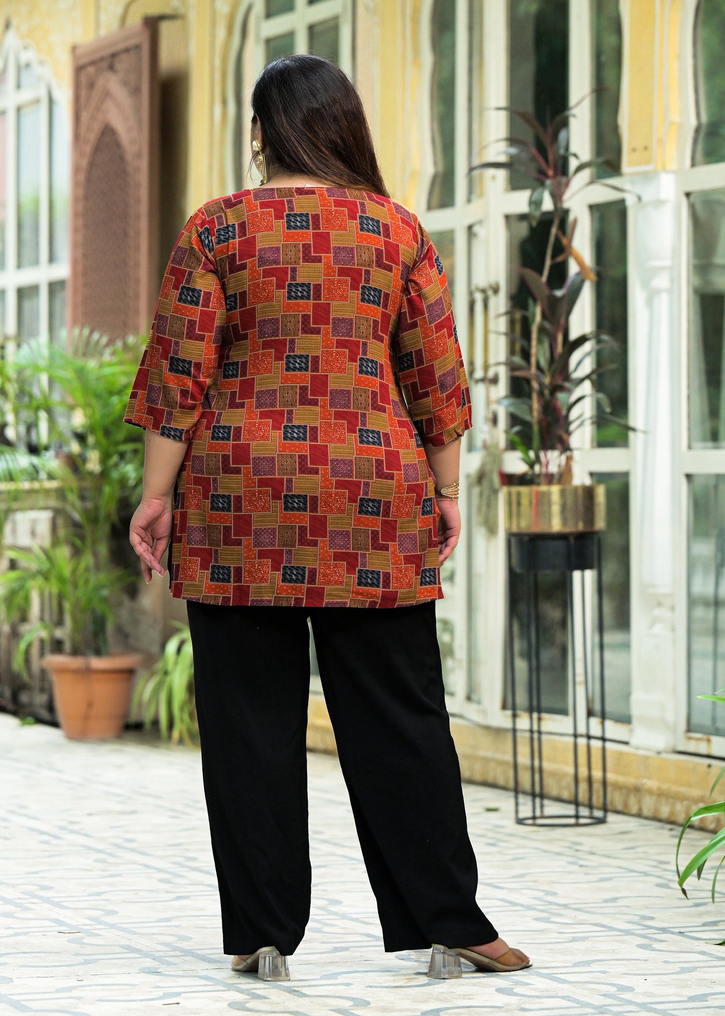Red Printed Top/Tunic