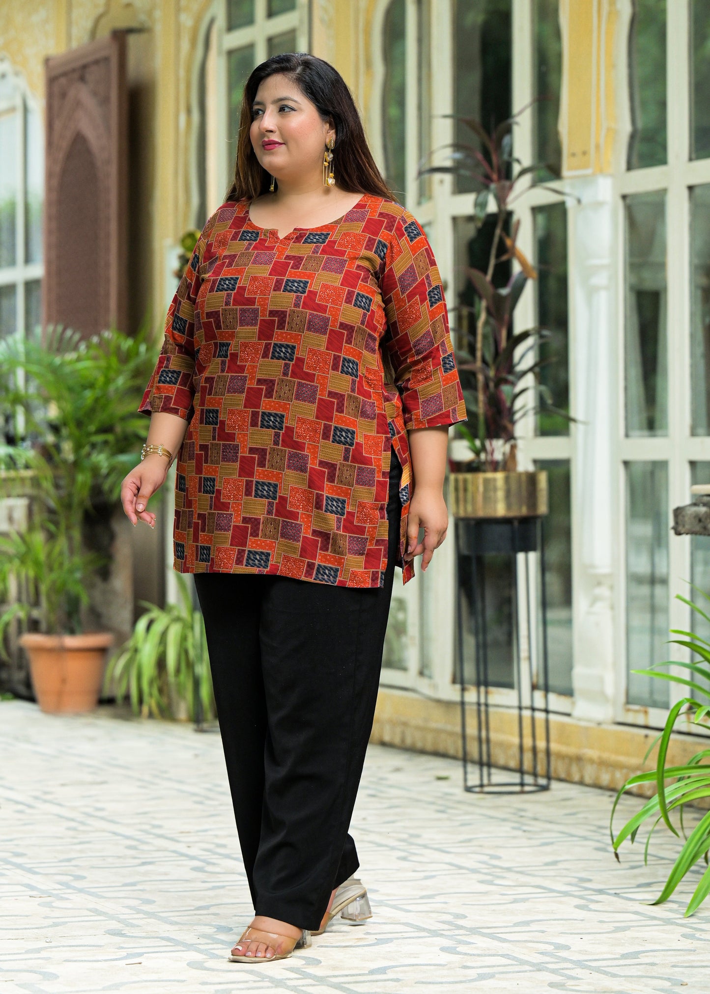 Red Printed Top/Tunic