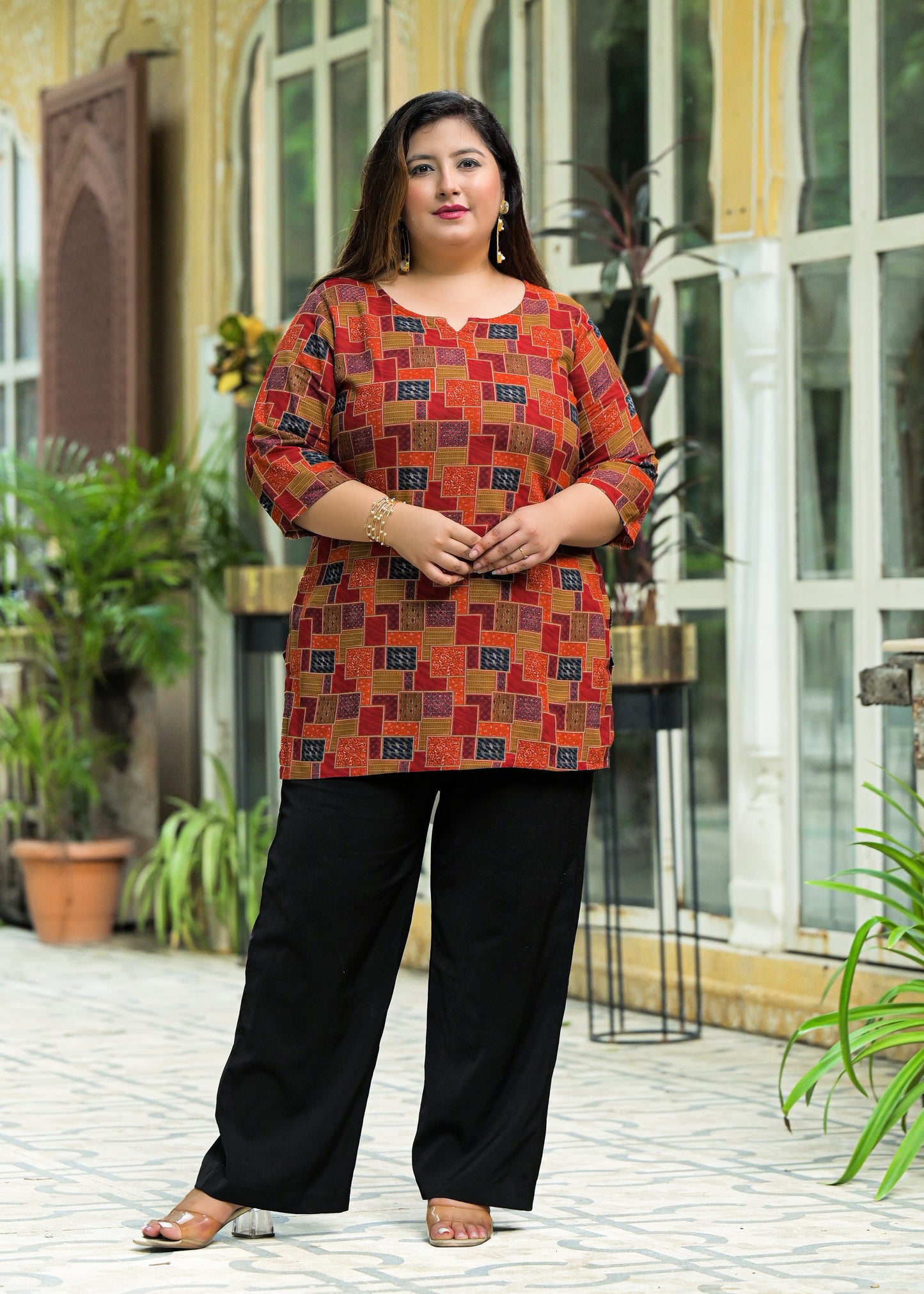 Red Printed Top/Tunic
