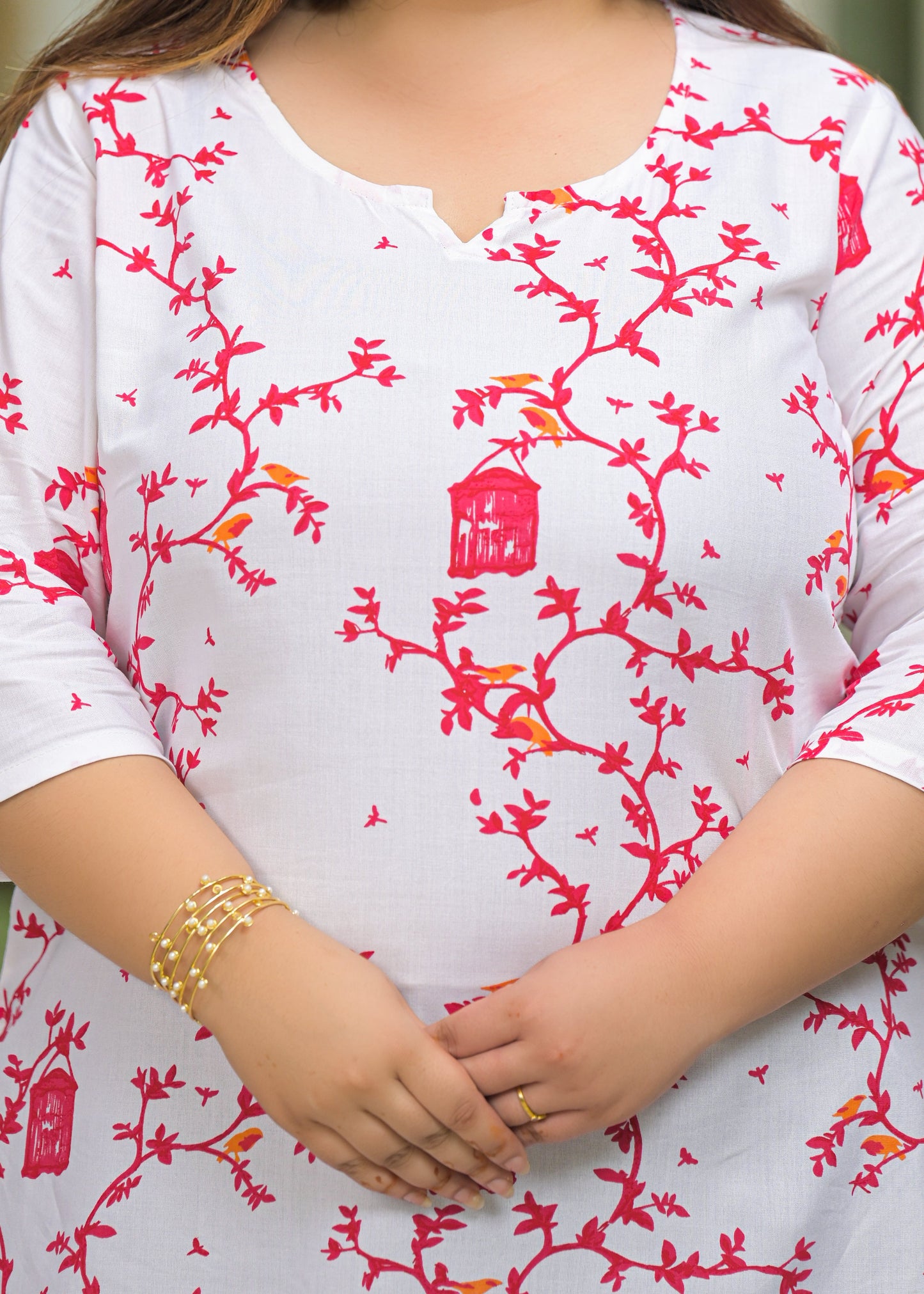 White Red Printed Top/Tunic