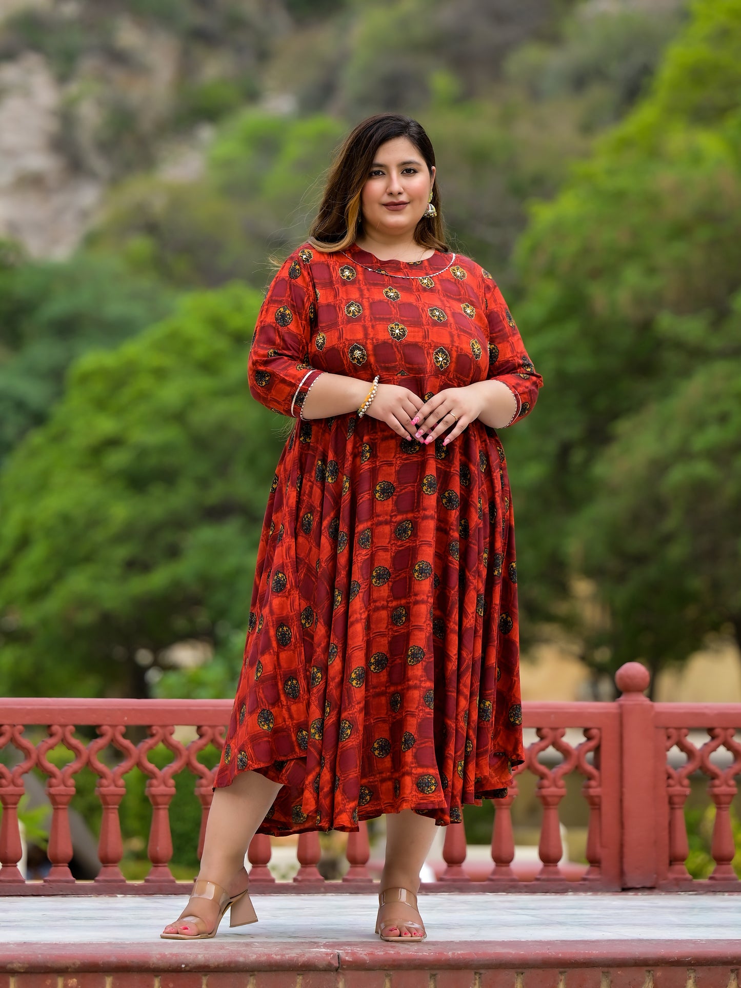 Maroon Plus Size Anarkali Kurti With Hand Work