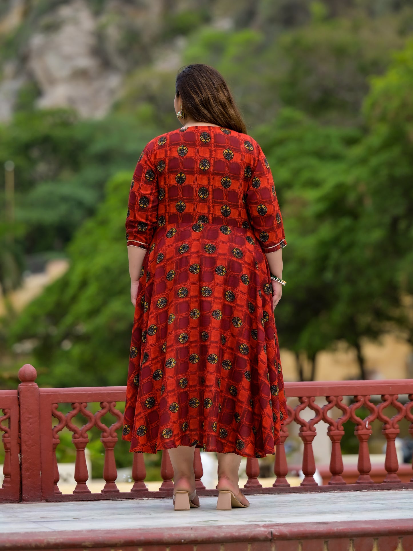 Maroon Plus Size Anarkali Kurti With Hand Work