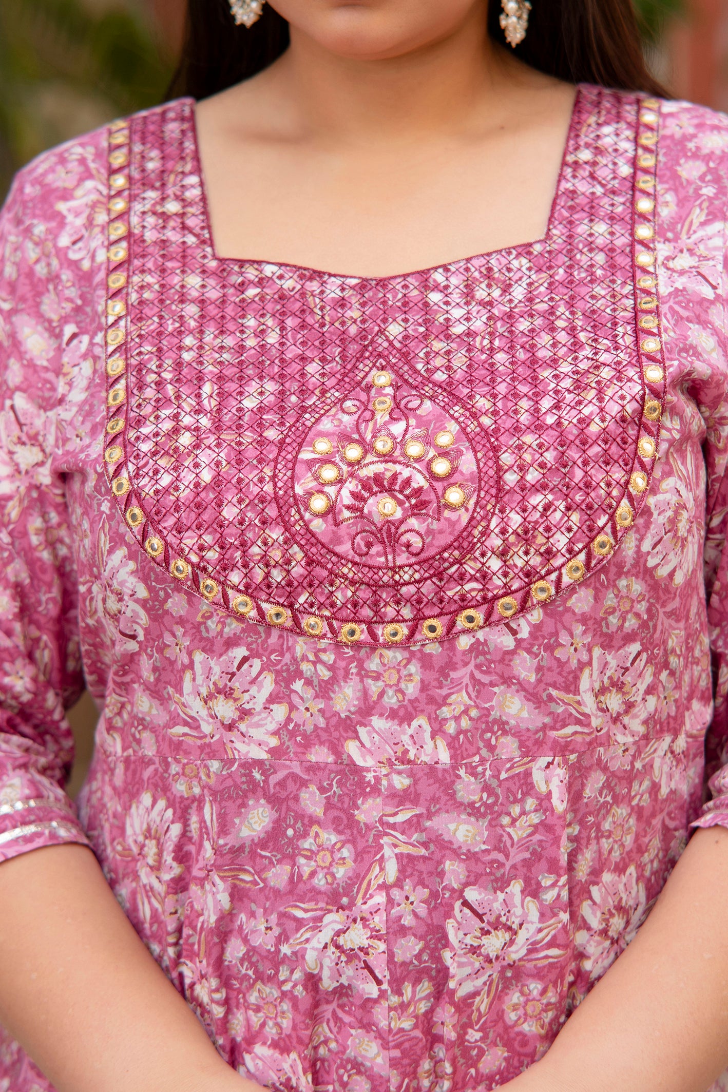 Pink Anarkali Kurta Dupatta Set