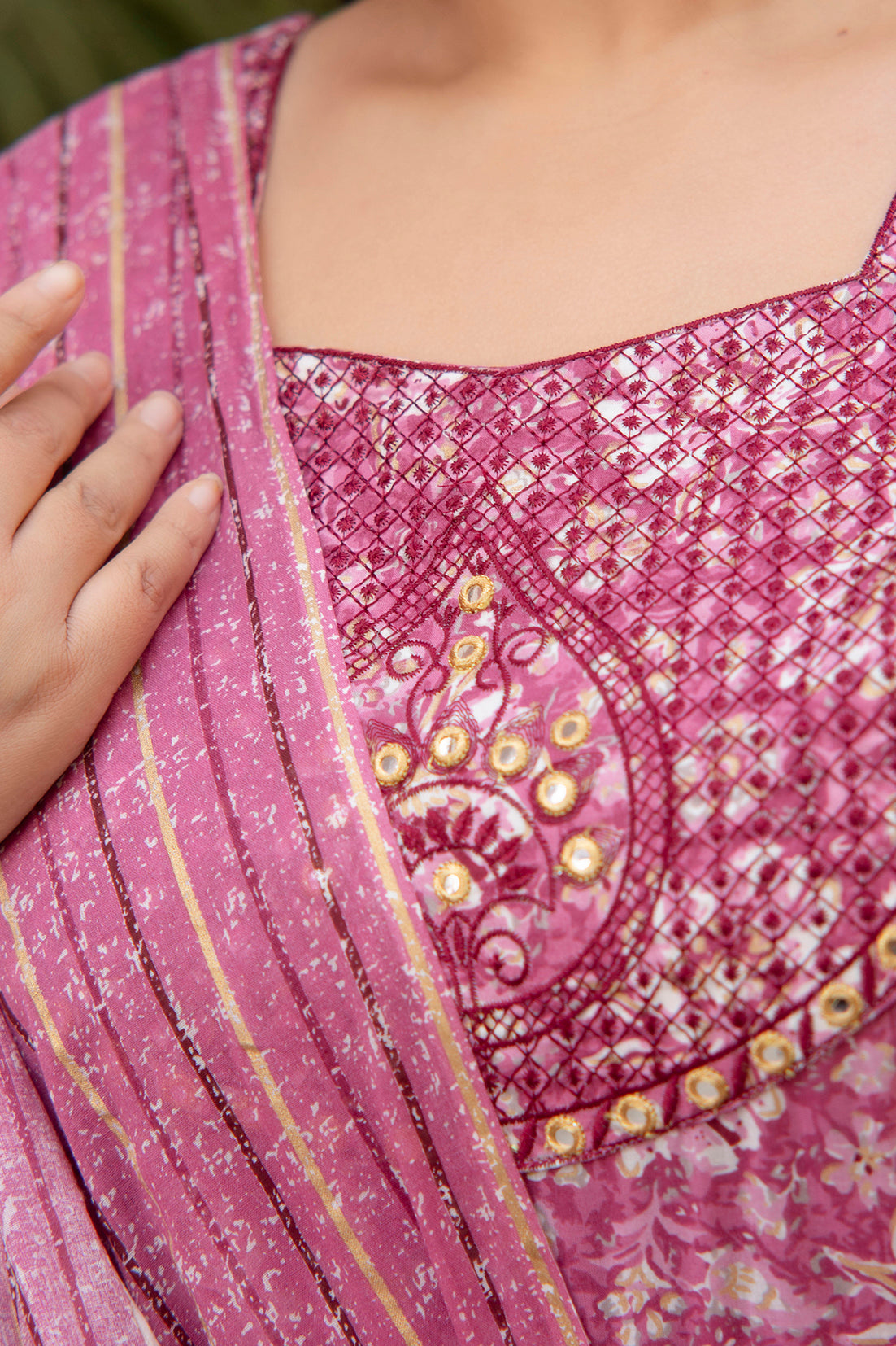 Pink Anarkali Kurta Dupatta Set