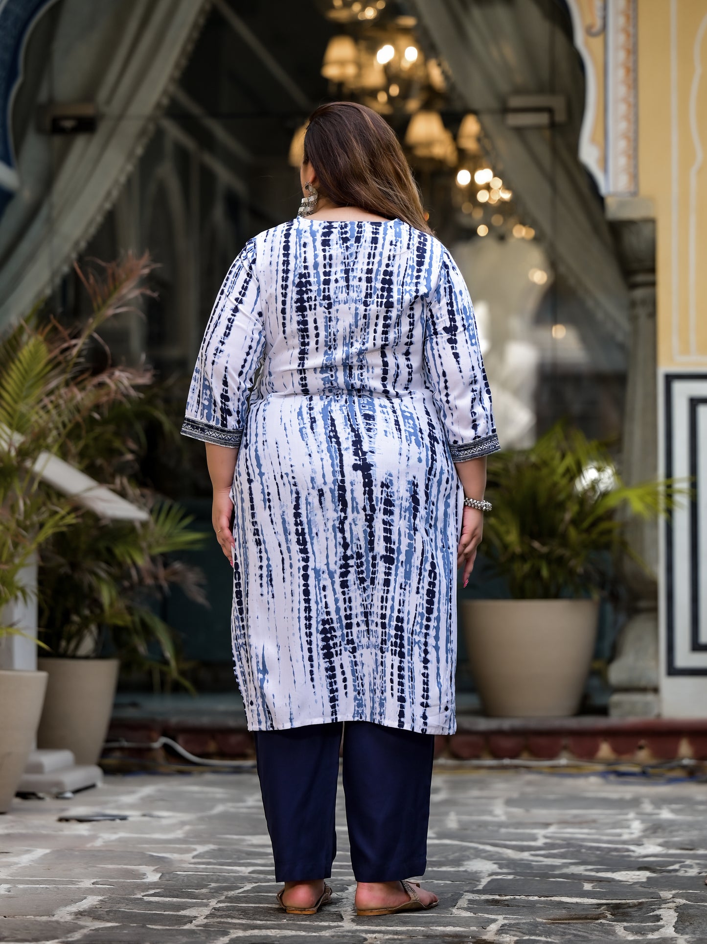 Blue Tie-Dye Kurta Pant Dupatta Set