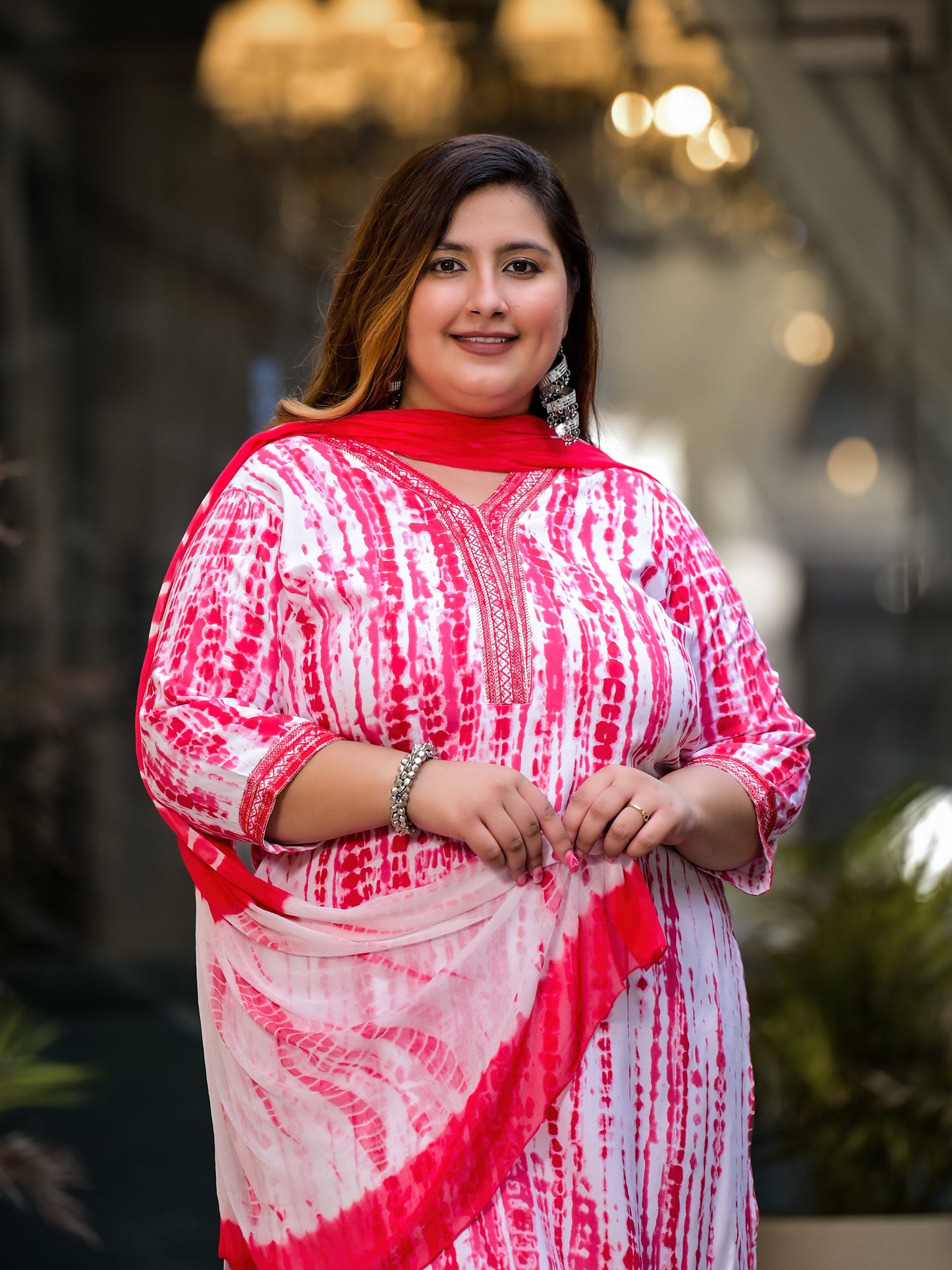 Pink Tie-Dye Kurta Pant Dupatta Set