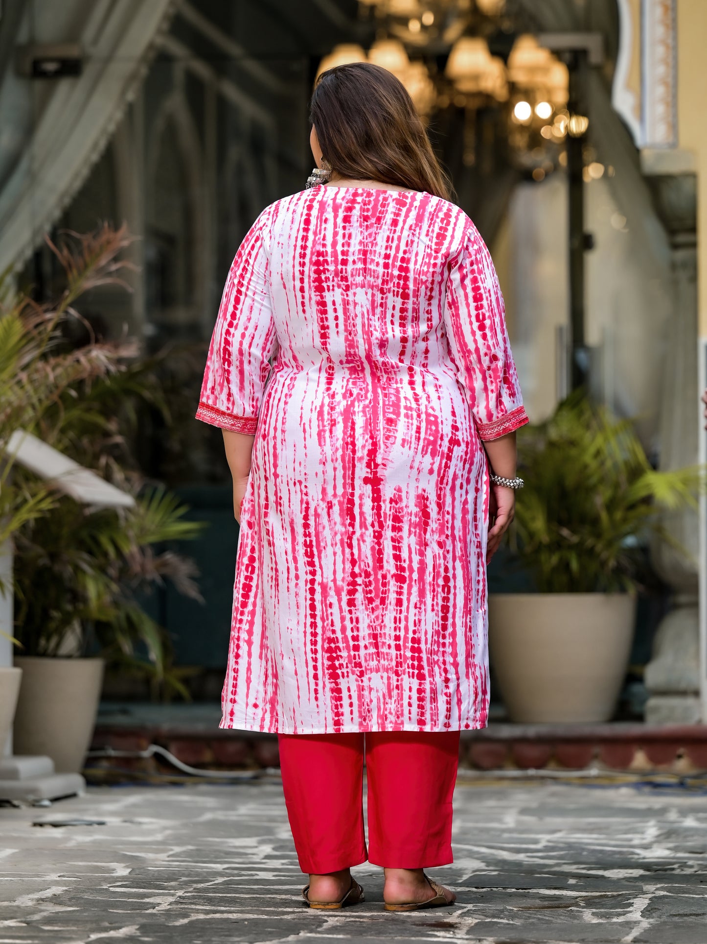Pink Tie-Dye Kurta Pant Dupatta Set