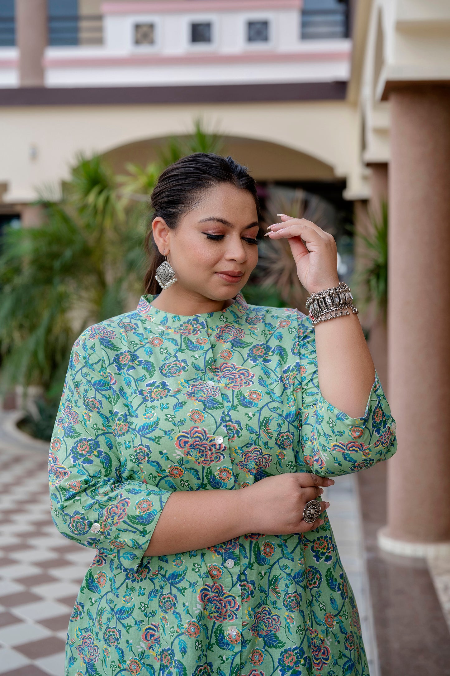 Mint Green Pure Cotton 'A' Line Kurta