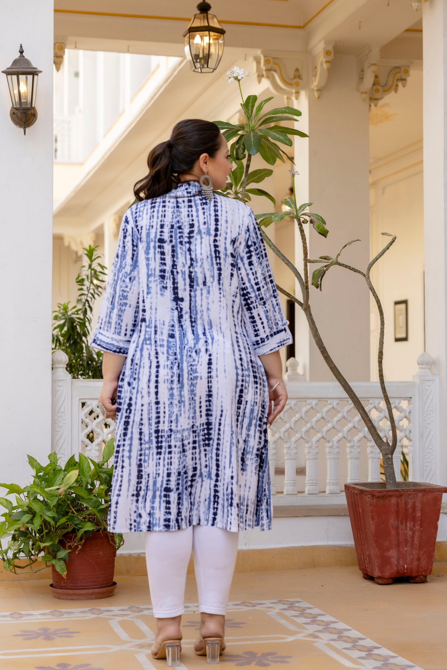 Blue Front Slit Princess Cut 'A' Line Kurta