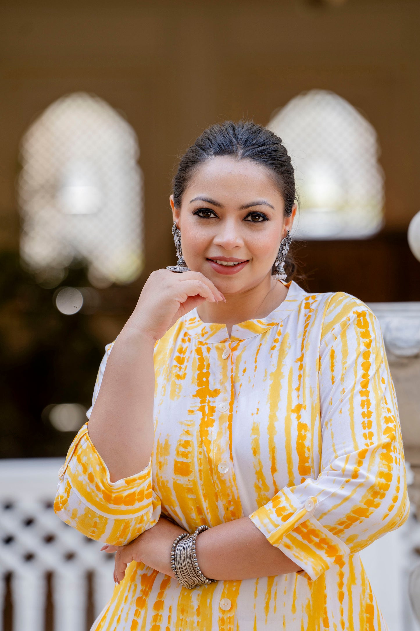 Yellow Front Slit Princess Cut 'A' Line Kurta