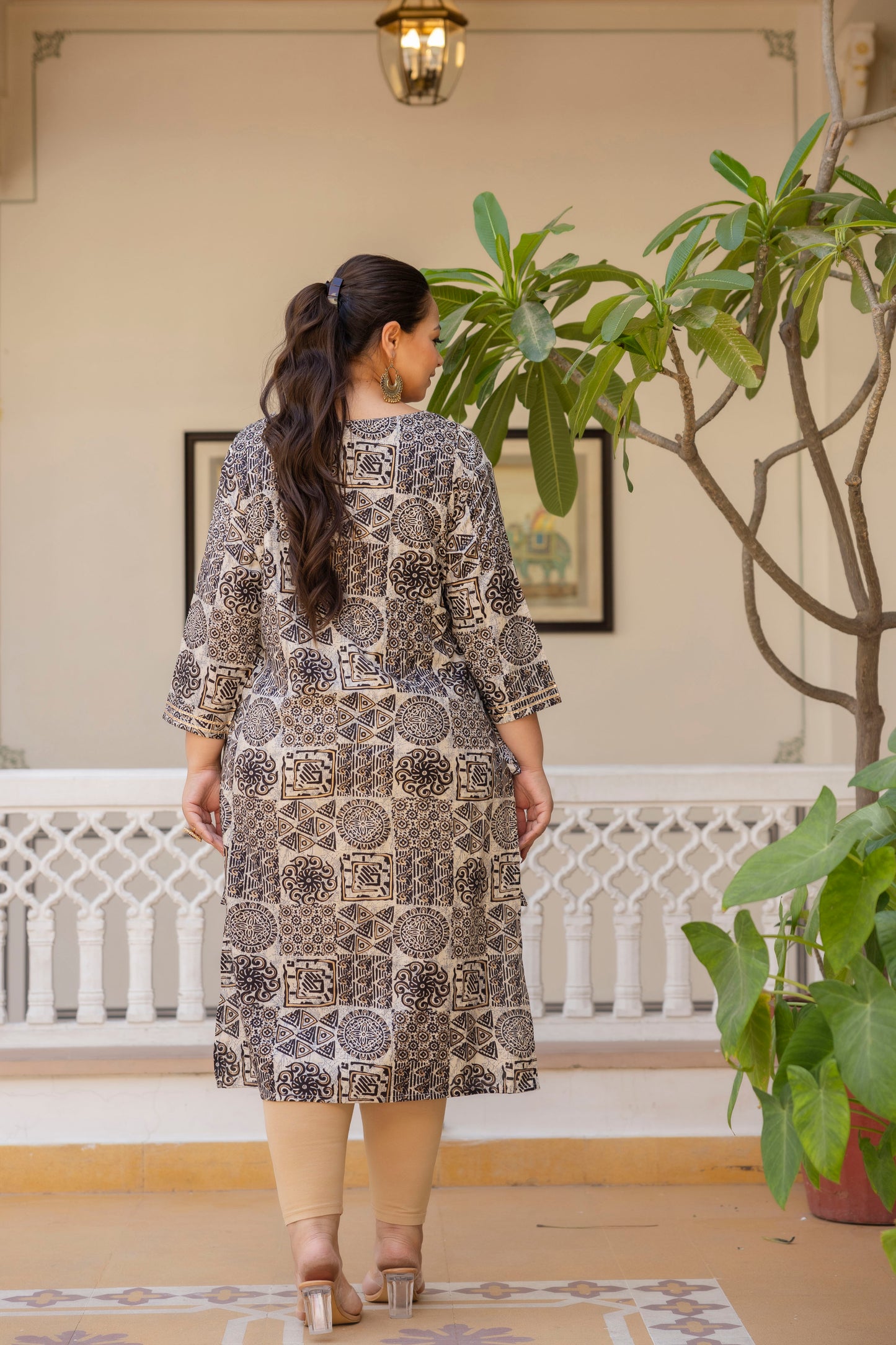 Black Gota Work Straight Kurti