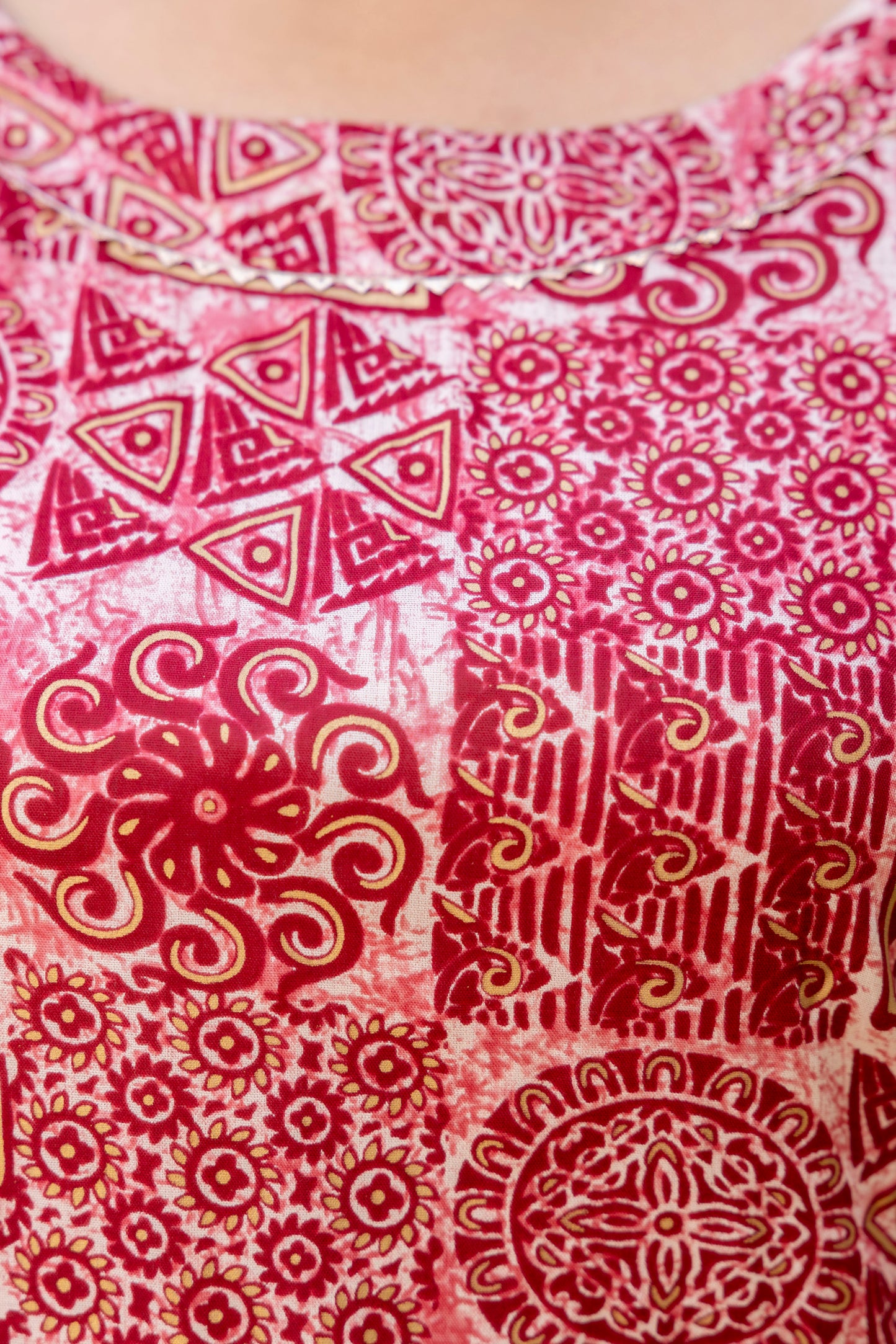 Red Gota Work Straight Kurti