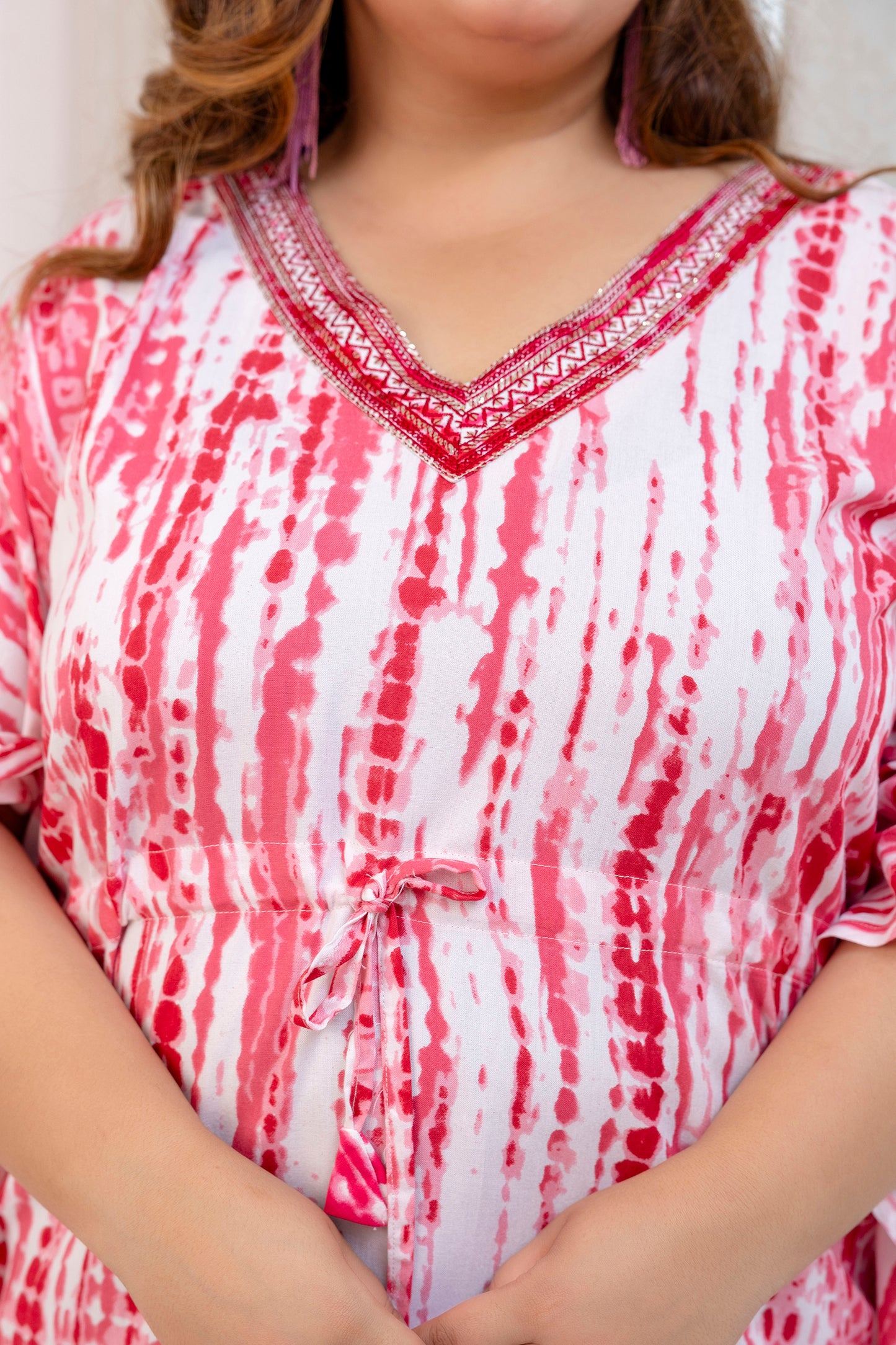 Pink Tie-Dye Kaftan Tunic Top