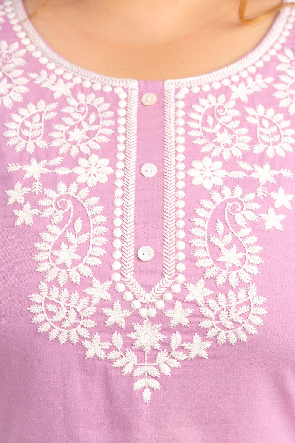 Light Pink Embroidered Pure Cotton Top