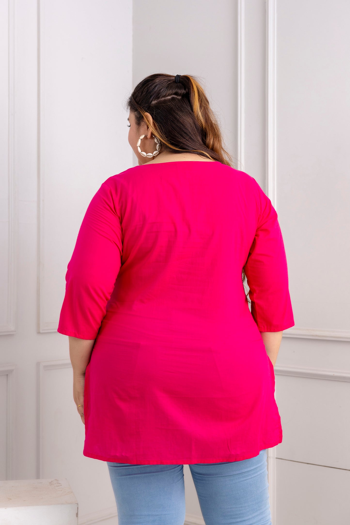 Pink Embroidered Pure Cotton Top